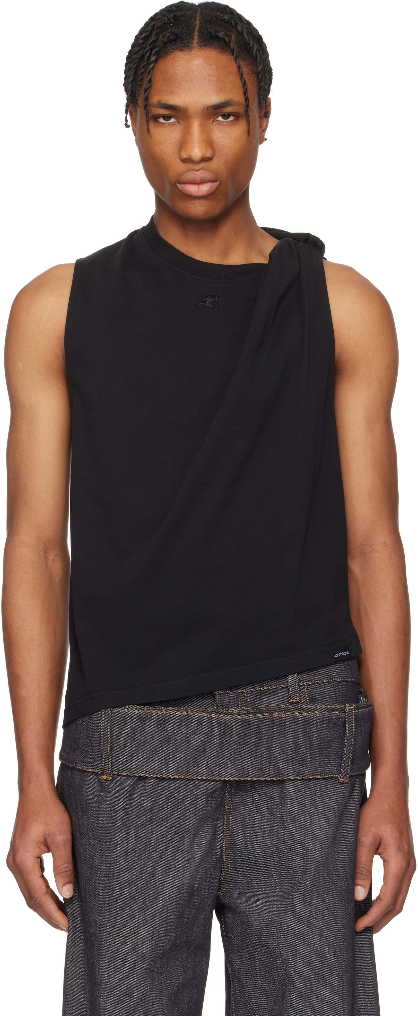 Courrèges Black Zipped Tank Top In 9999