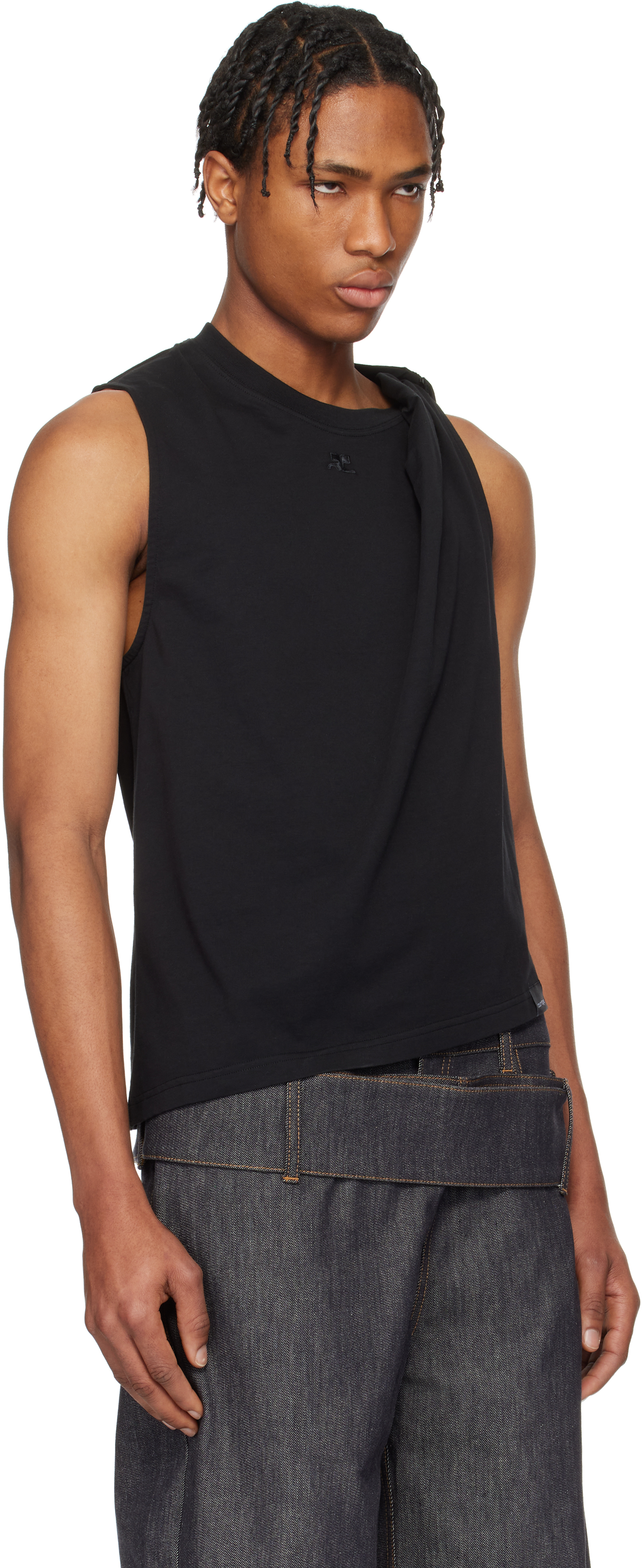 Courrèges Black Zipped Tank Top In 9999