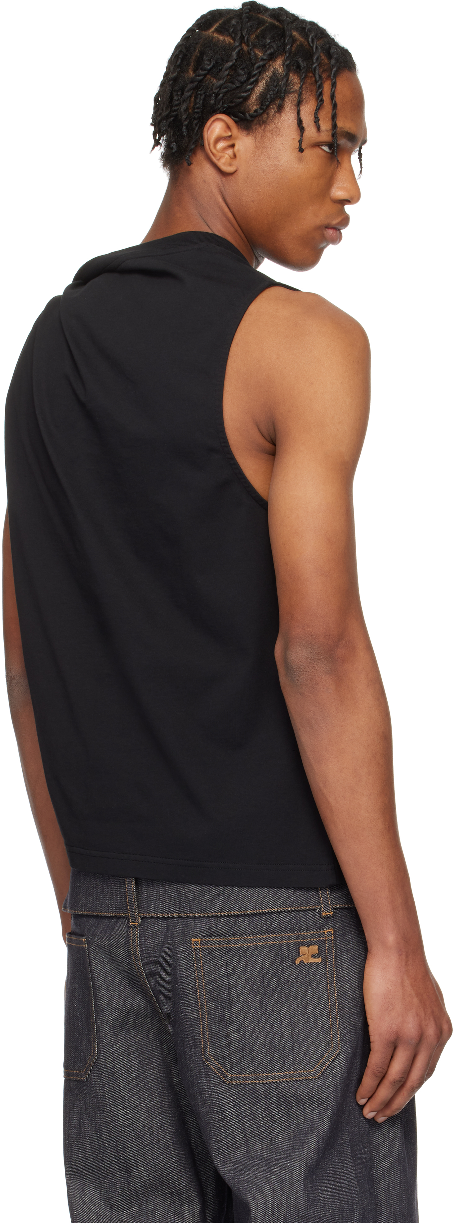 Courrèges Black Zipped Tank Top In 9999