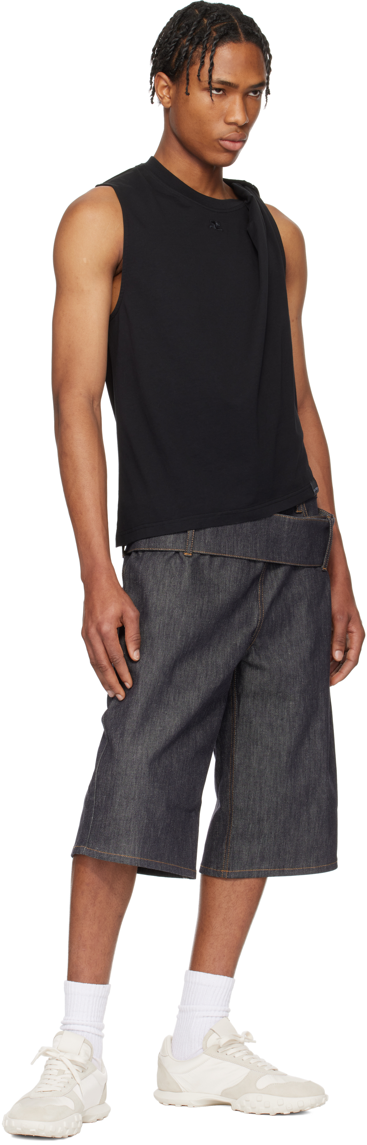 Courrèges Black Zipped Tank Top In 9999