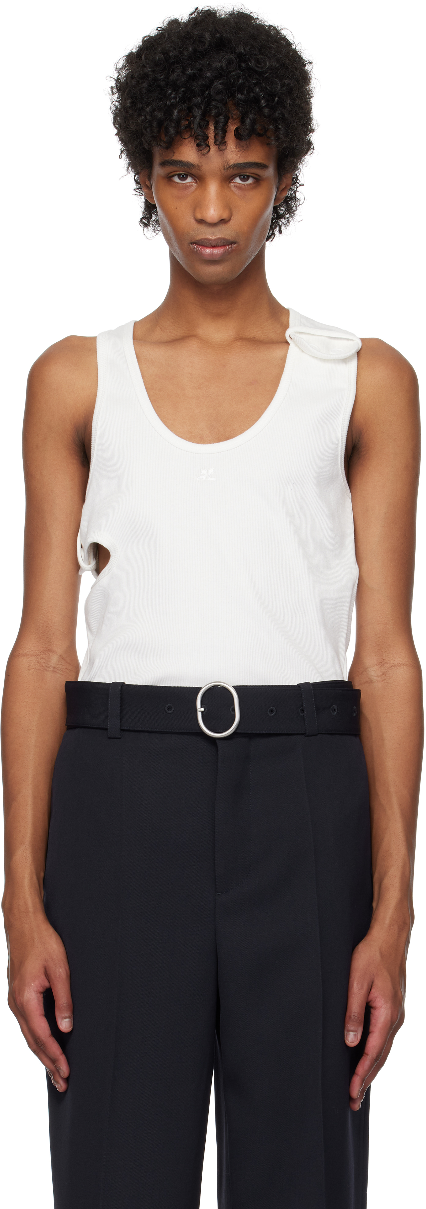 トップス courrege COTTON TANK TOP BUCKLE 90'S RIB TANK TOP - courrèges