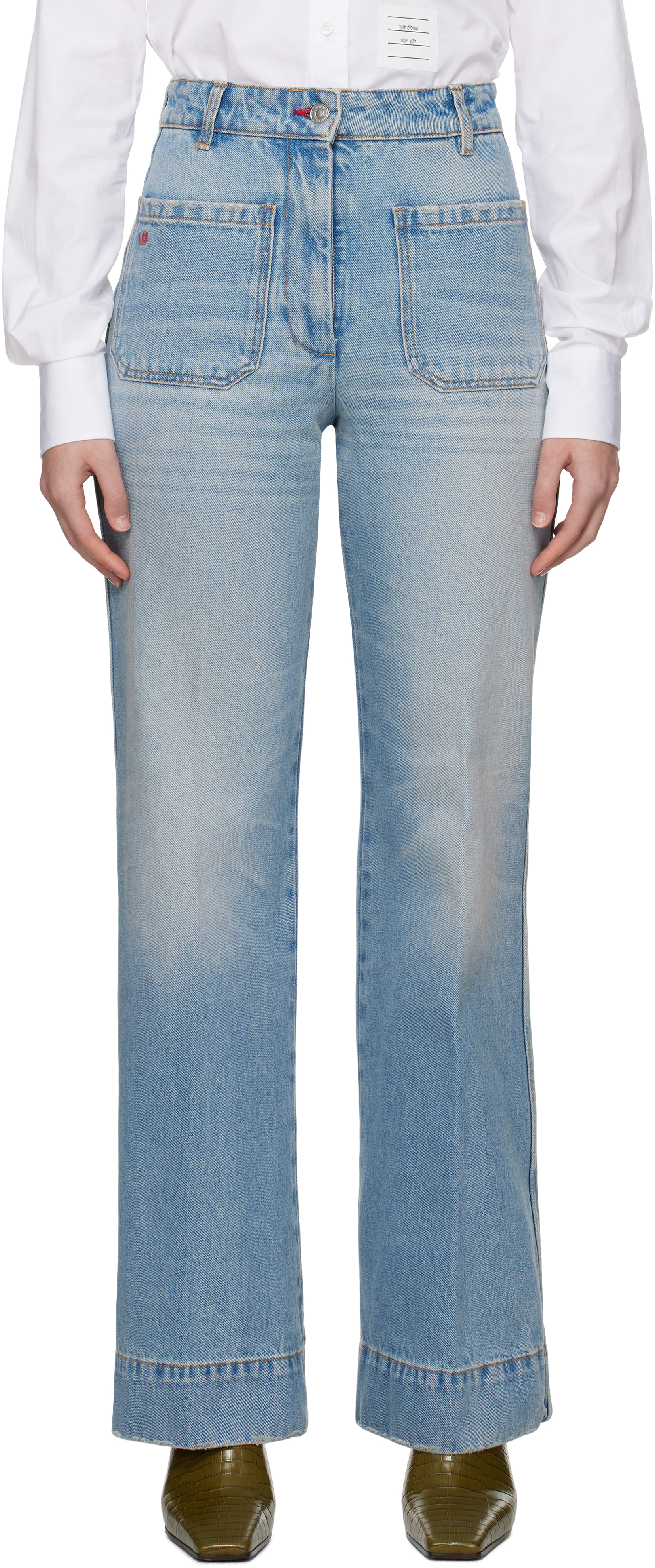 Victoria Beckham Blue Alina High Waisted Jeans In Pale Blue Wash