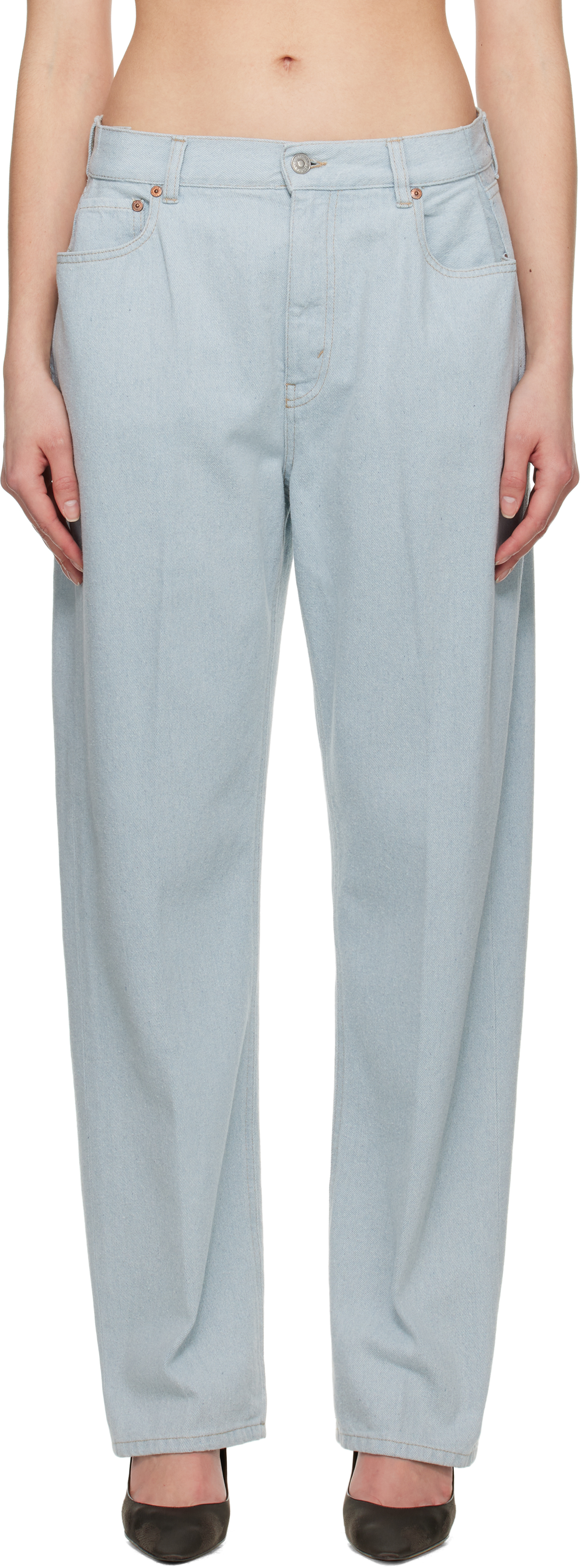 VICTORIA BECKHAM BLUE STRAIGHT KICK POCKET BOYFRIEND JEANS