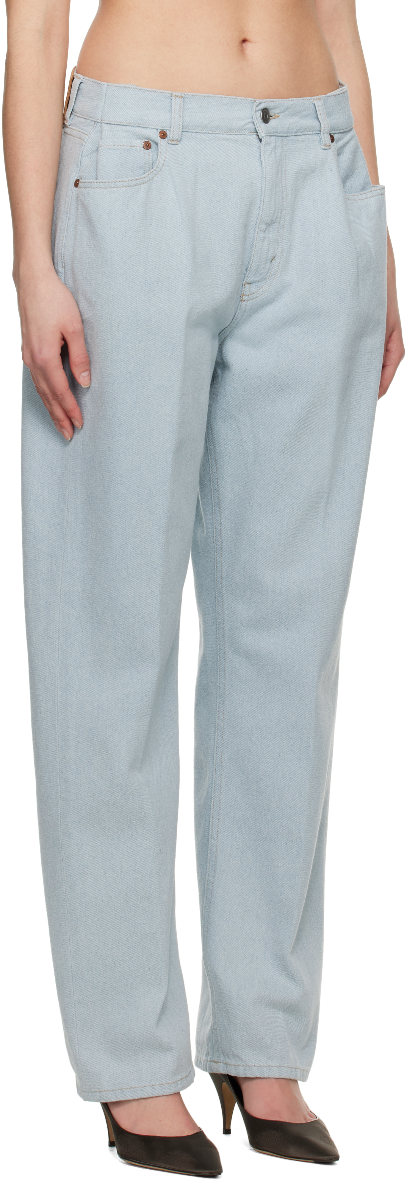 VICTORIA BECKHAM BLUE STRAIGHT KICK POCKET BOYFRIEND JEANS