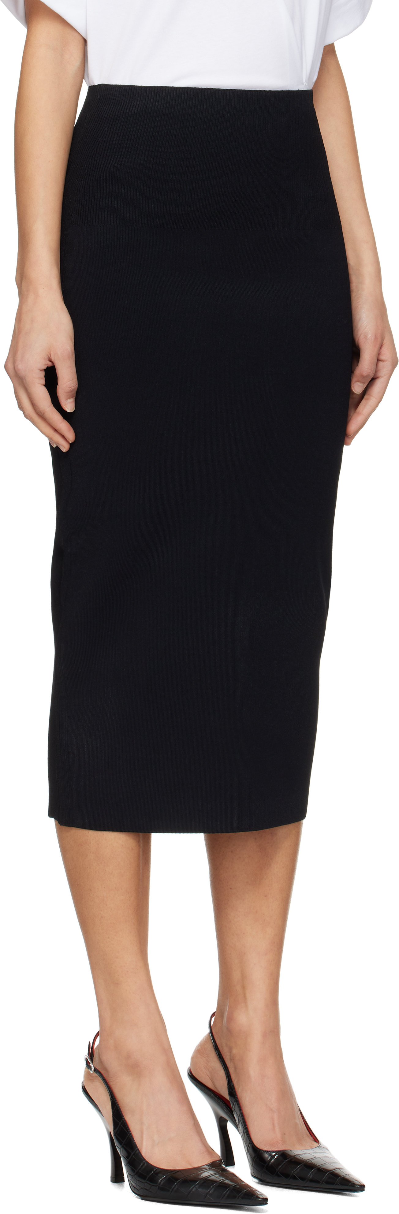 Shop Victoria Beckham Black Fitted Midi Skirt