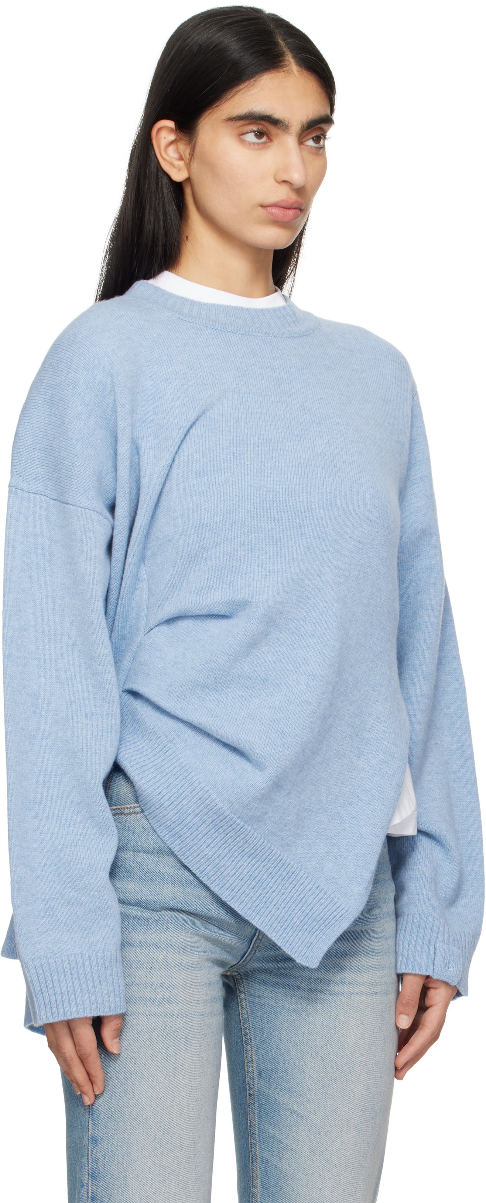 Victoria Beckham Gathered Side Sweater Iceberg In Iceberg