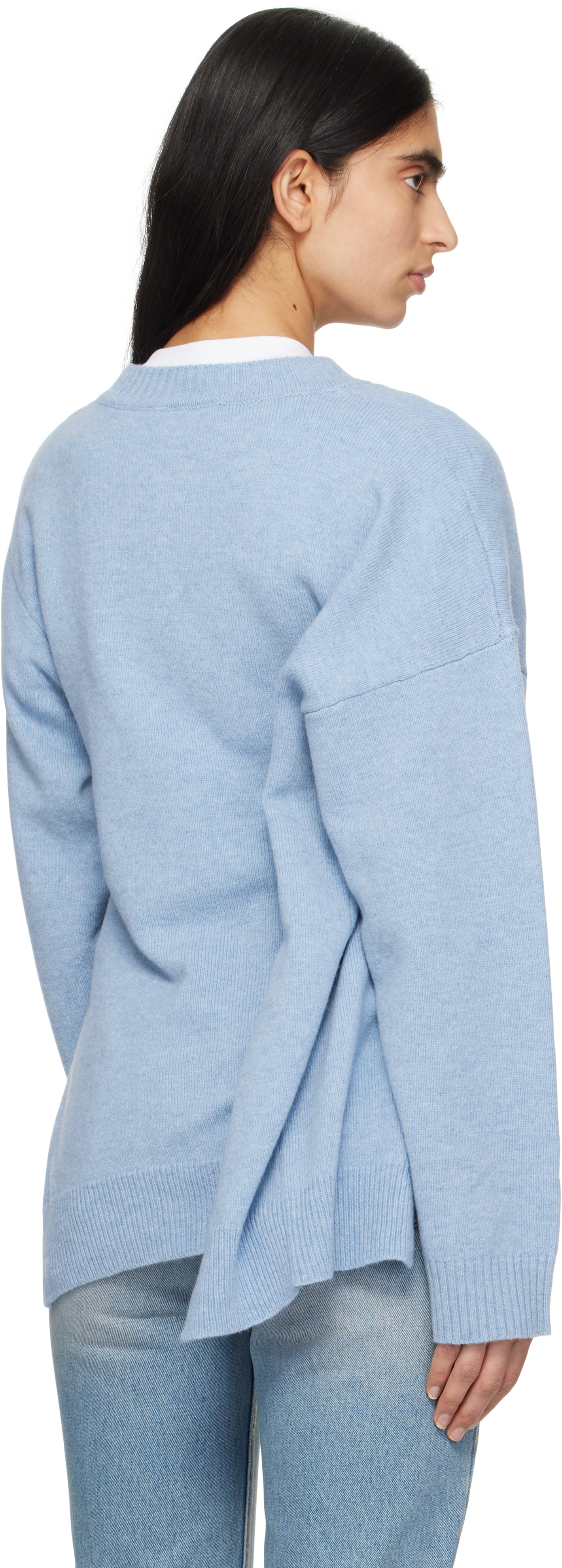 Victoria Beckham Gathered Side Sweater Iceberg In Iceberg