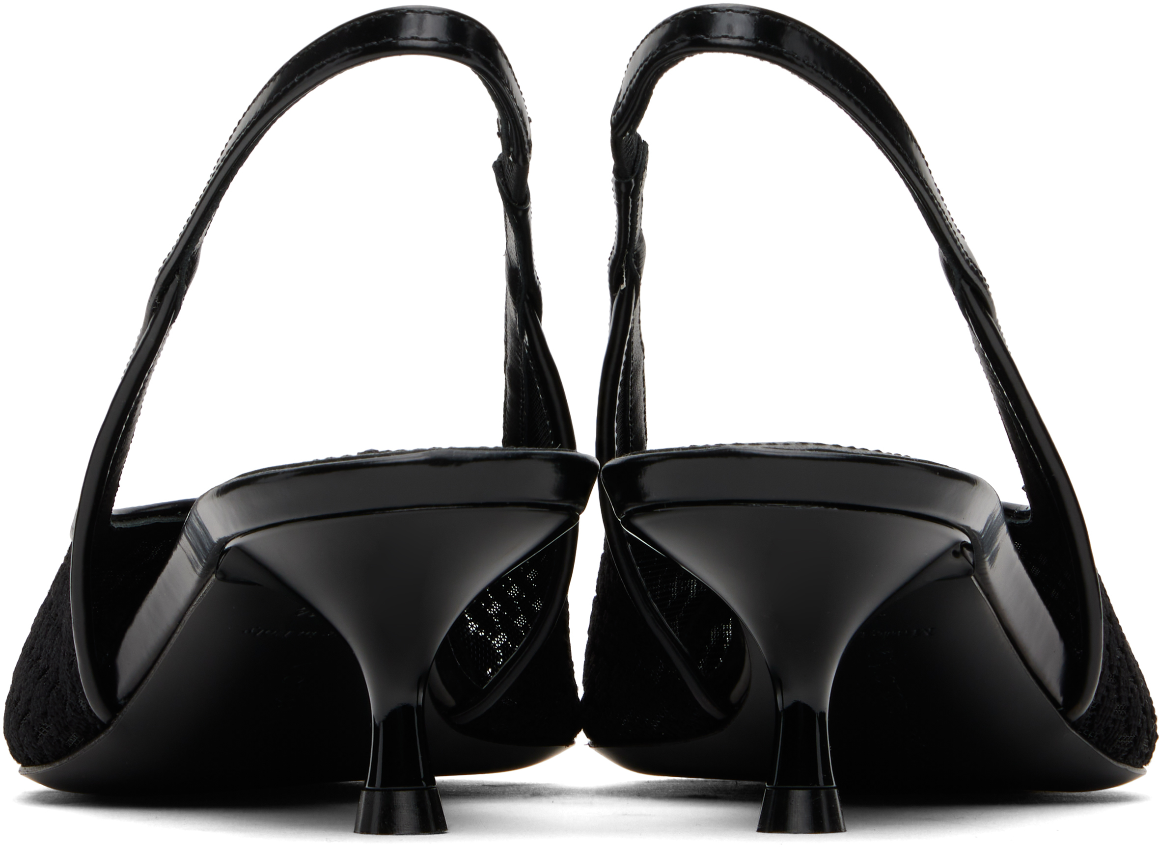 Victoria Beckham Black Mesh Slingback Kitten Heel In 21090-001-black