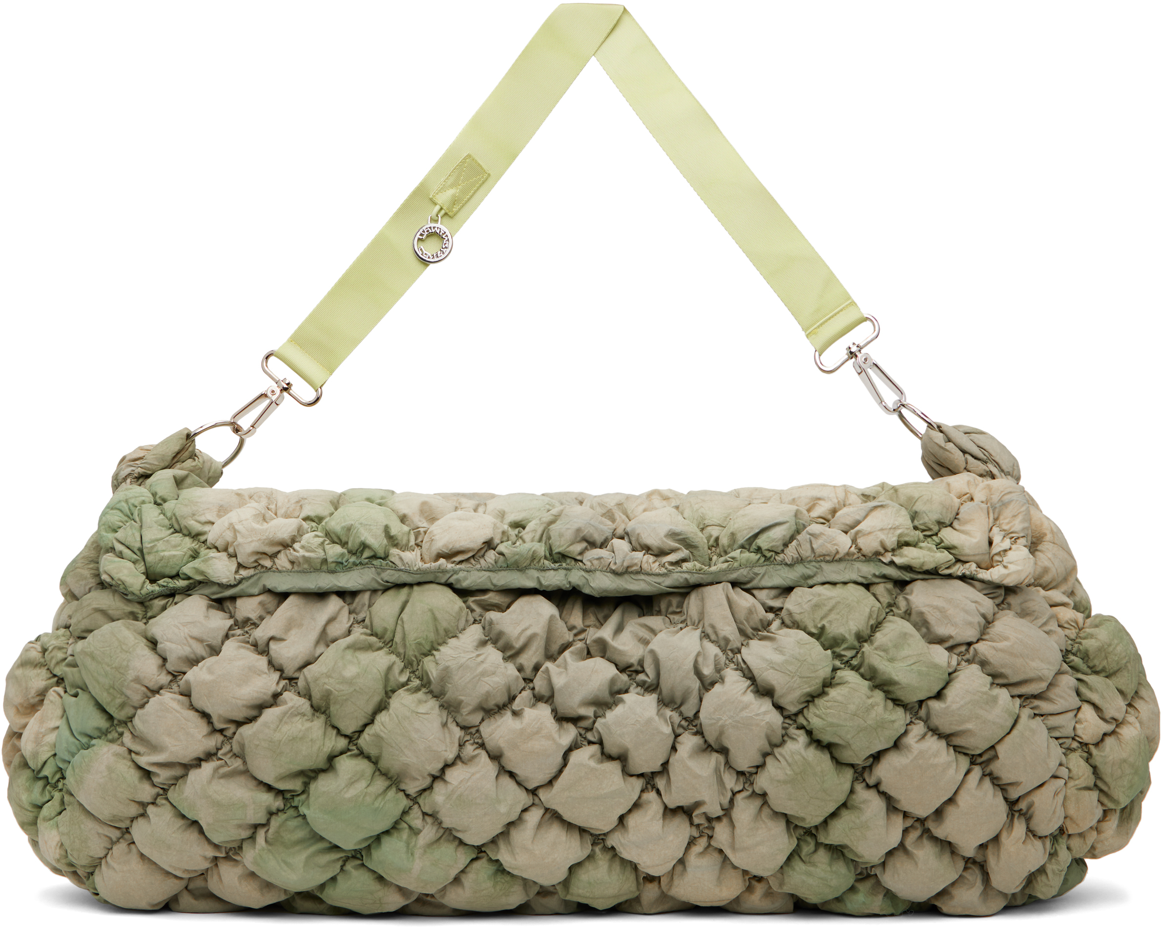 Green Expandable Quilted Messenger Bag