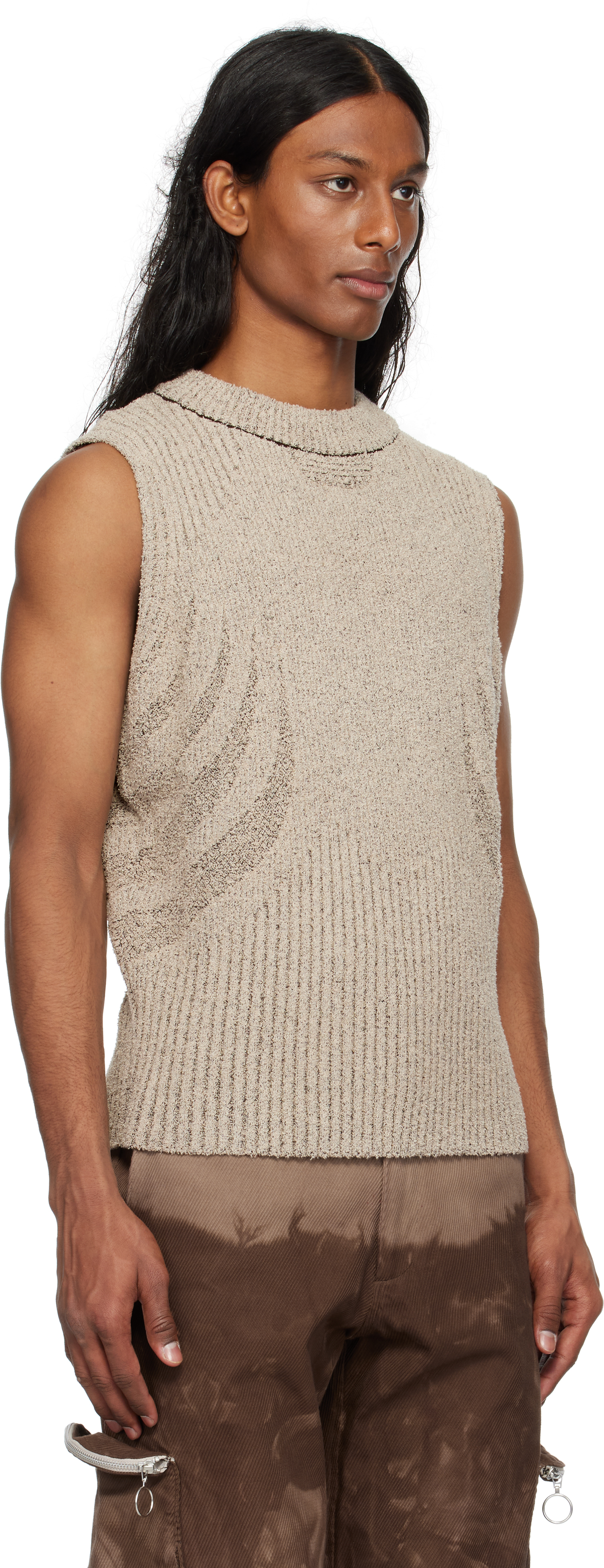 Charlie Constantinou Beige & Brown Knit Vest In Beige/brown (natural