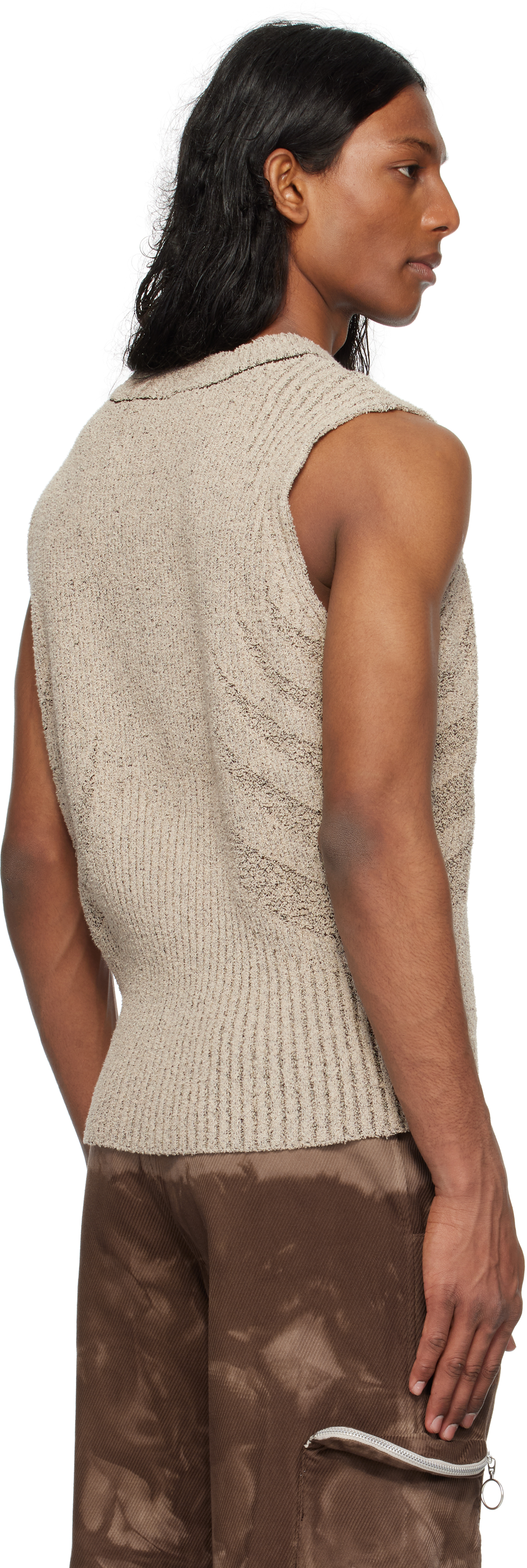 Charlie Constantinou Beige & Brown Knit Vest In Beige/brown (natural