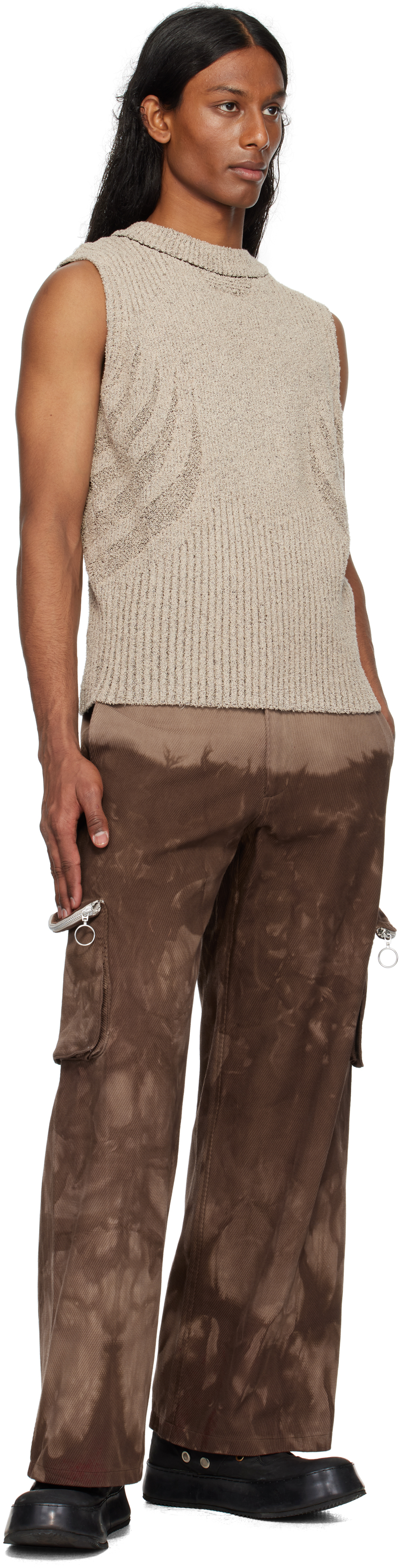 Charlie Constantinou Beige & Brown Knit Vest In Beige/brown (natural