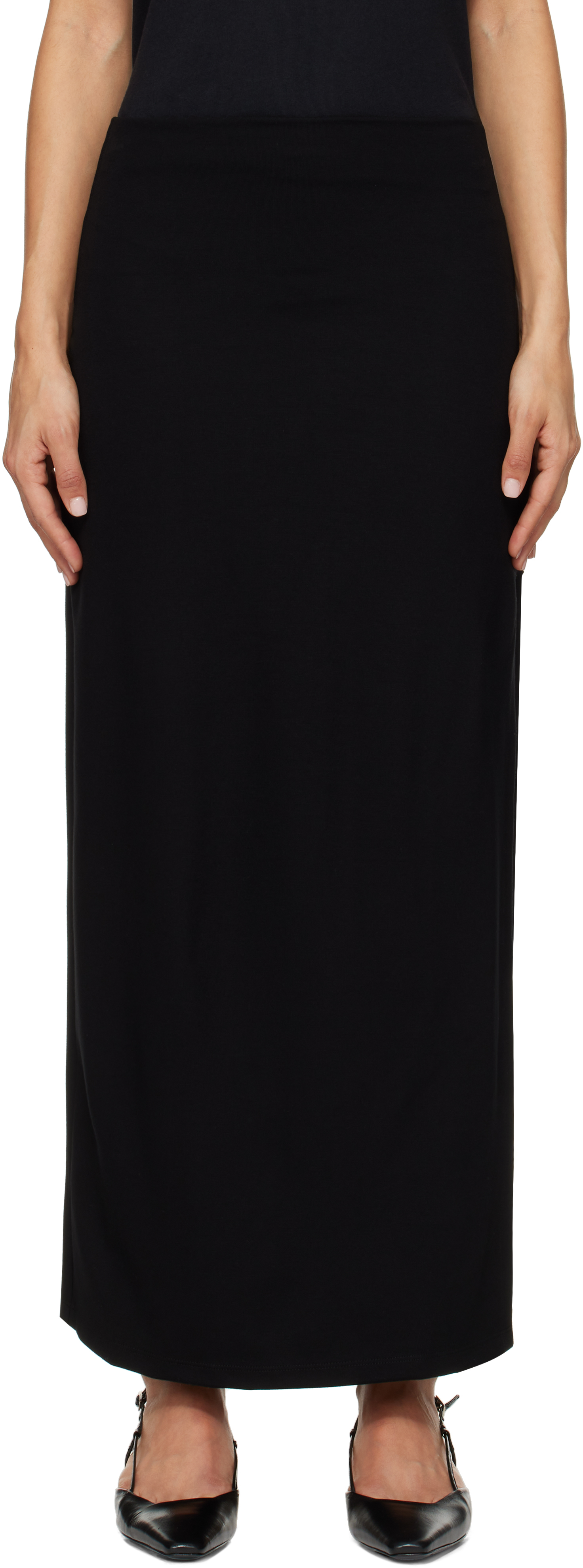 Black Rio Side Slit Maxi Skirt