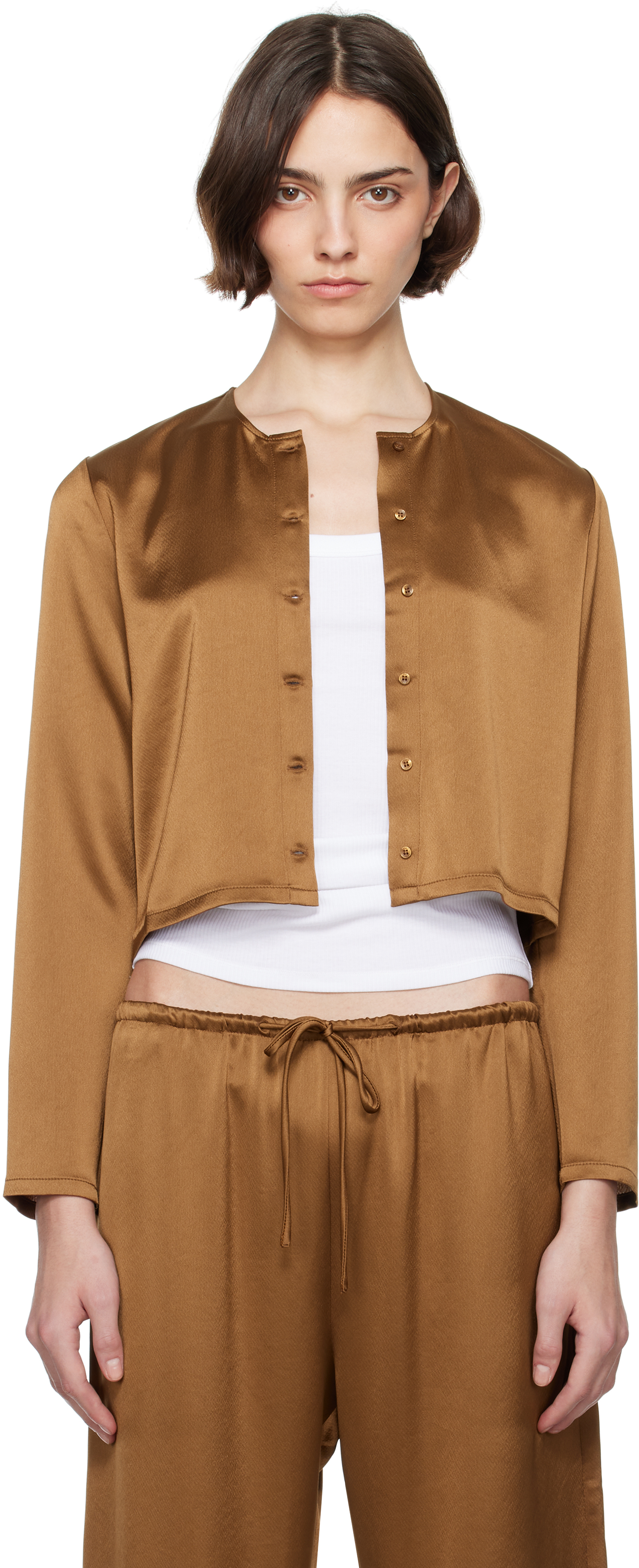 Brown Barb Crew Cardigan