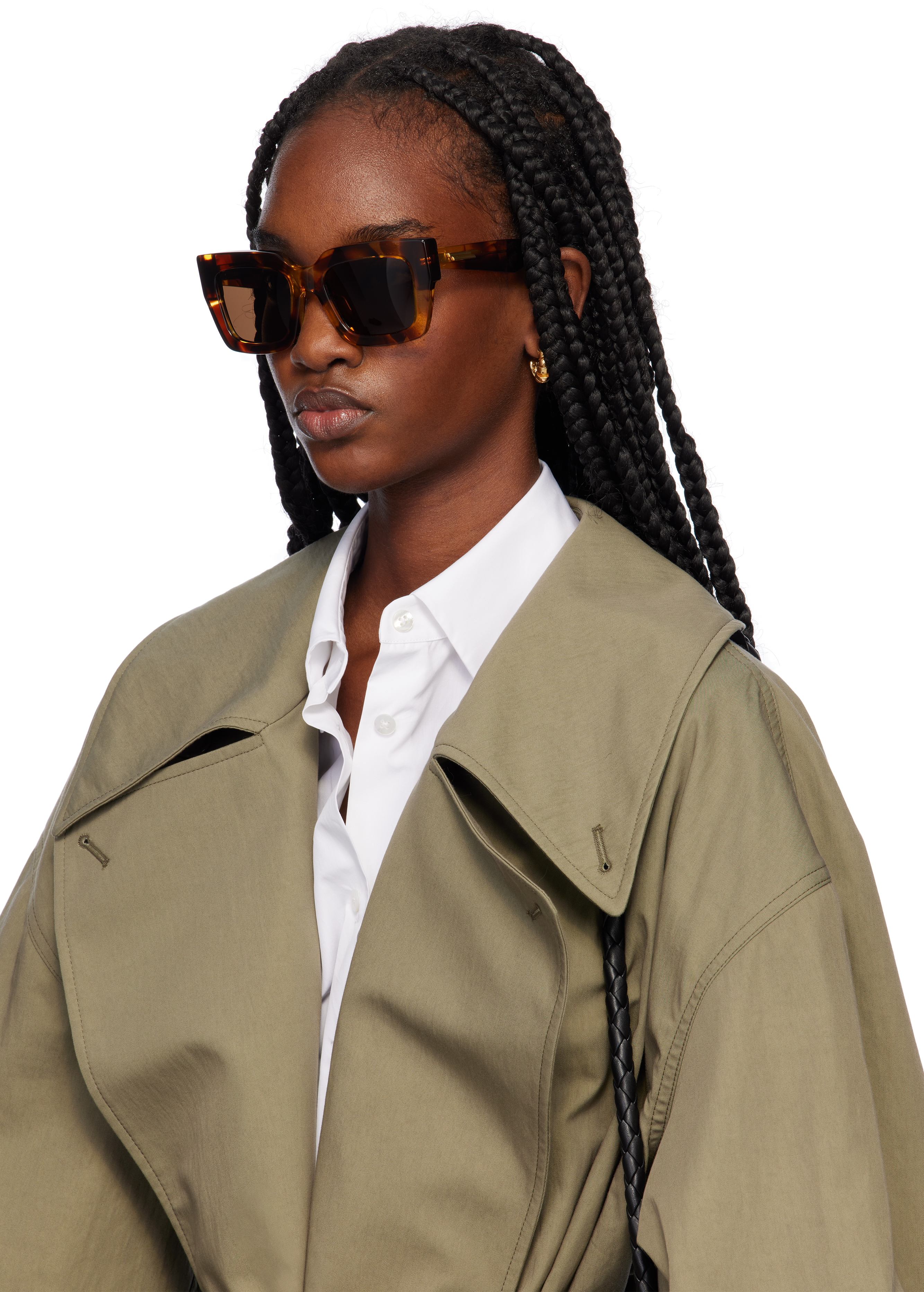 Bottega Veneta Brown Classic Square Sunglasses In 005 Havana