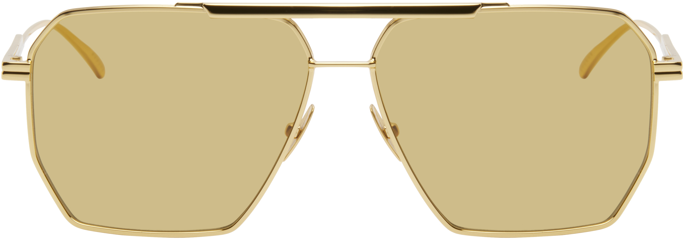 Gold Light Ribbon Minimalist Navigator Metal Sunglasses