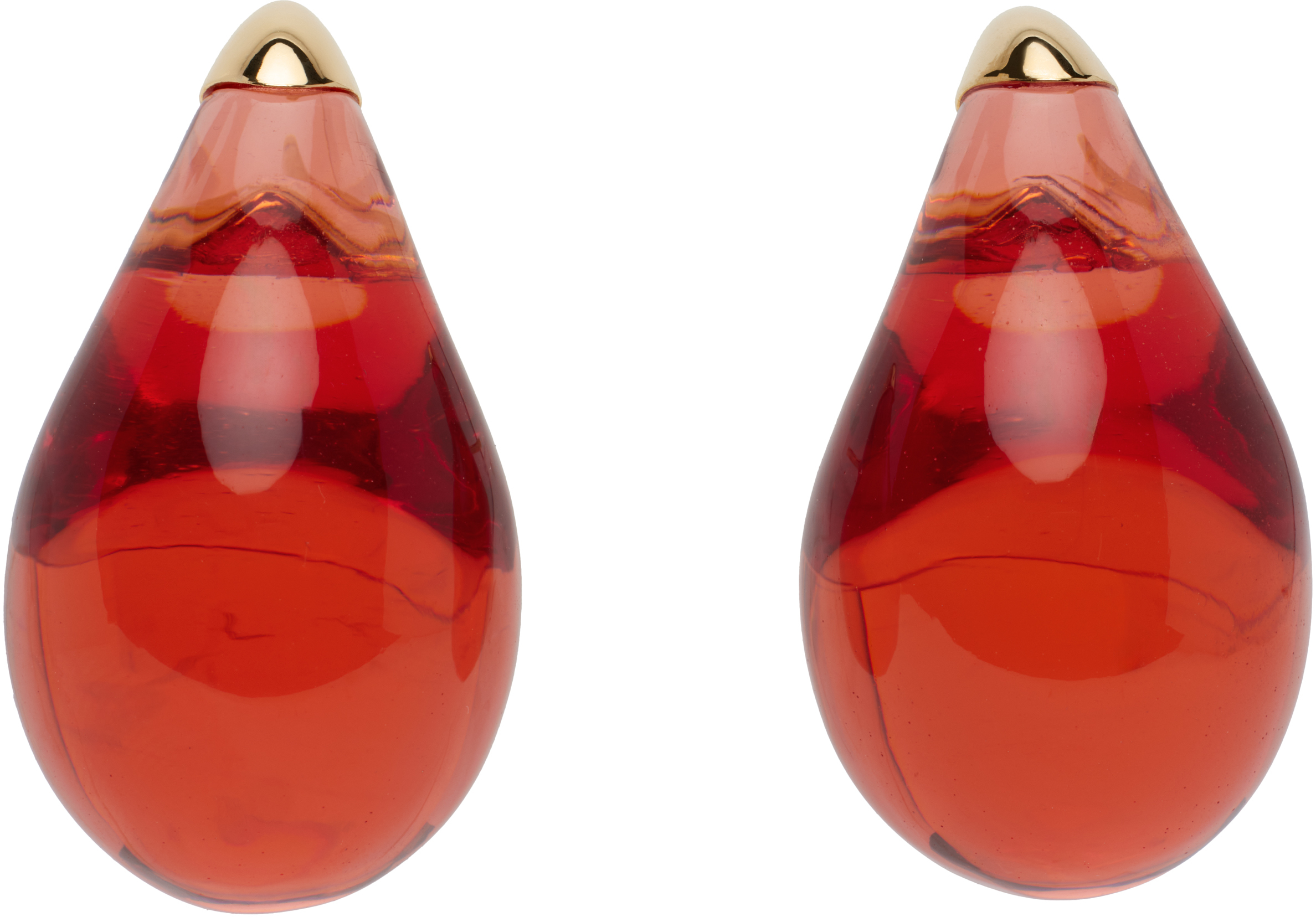 Gold & Red Small Drop Earrings