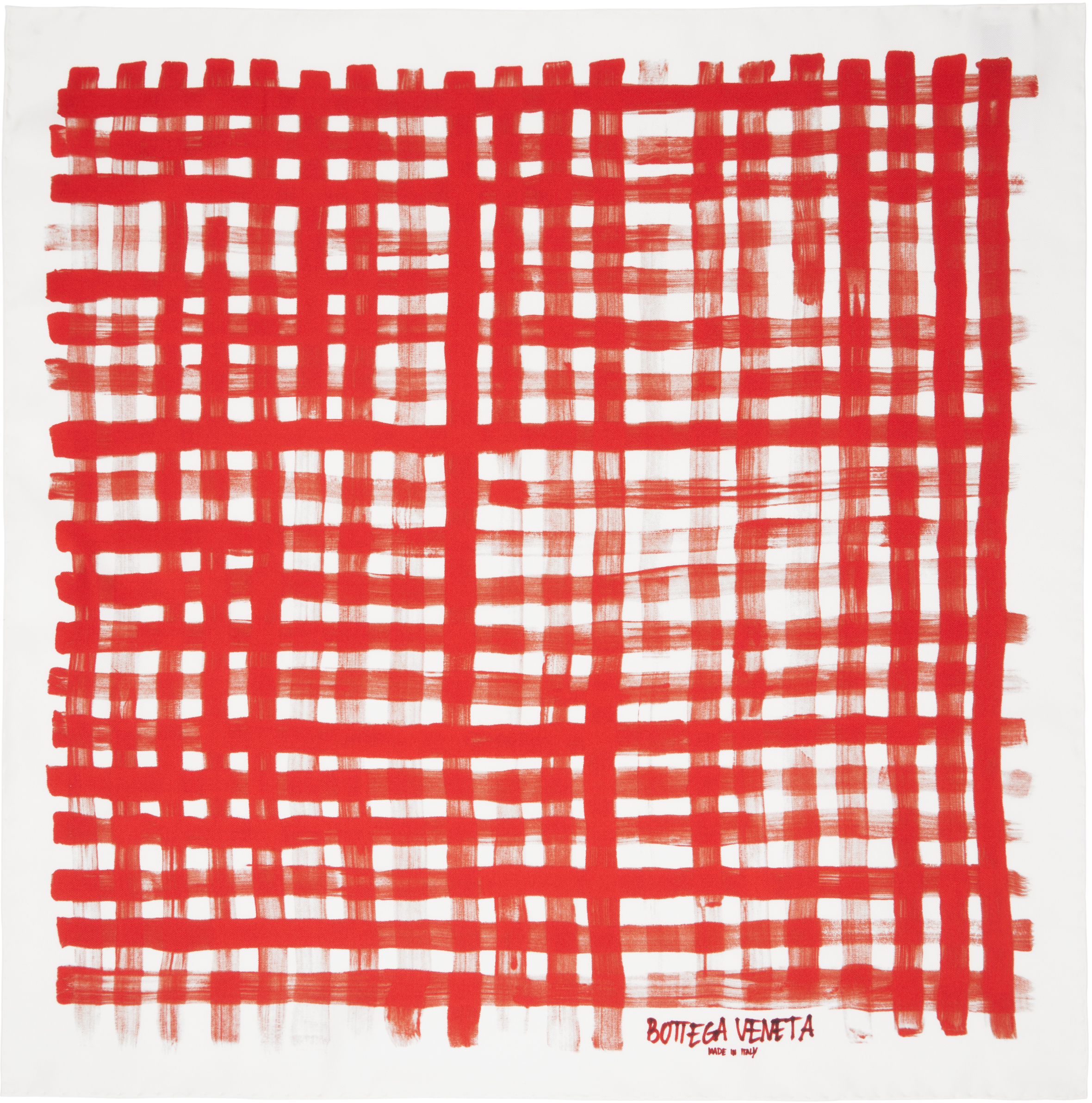 Red & White Printed Silk Check Scarf