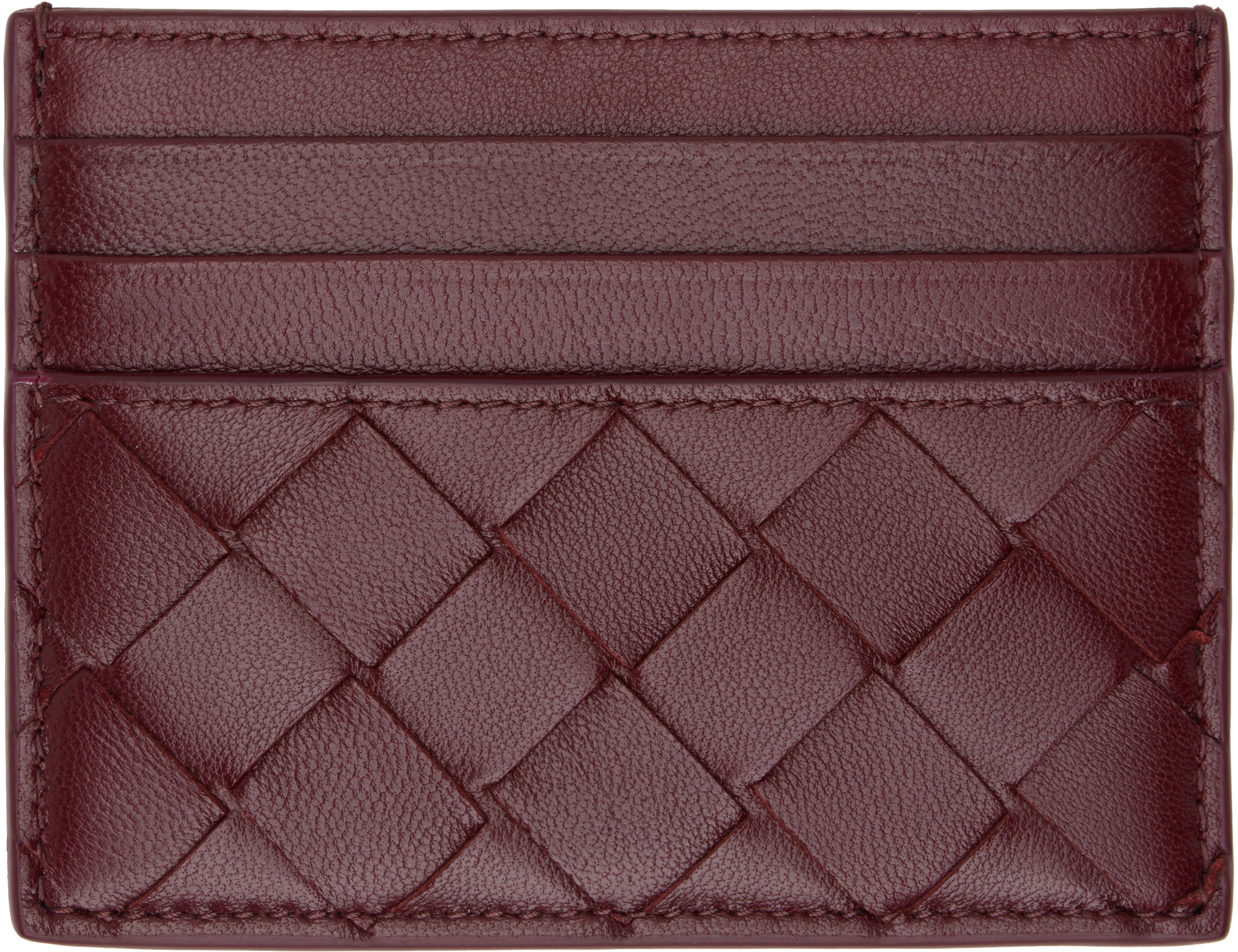 Burgundy Intrecciato Credit Card Holder