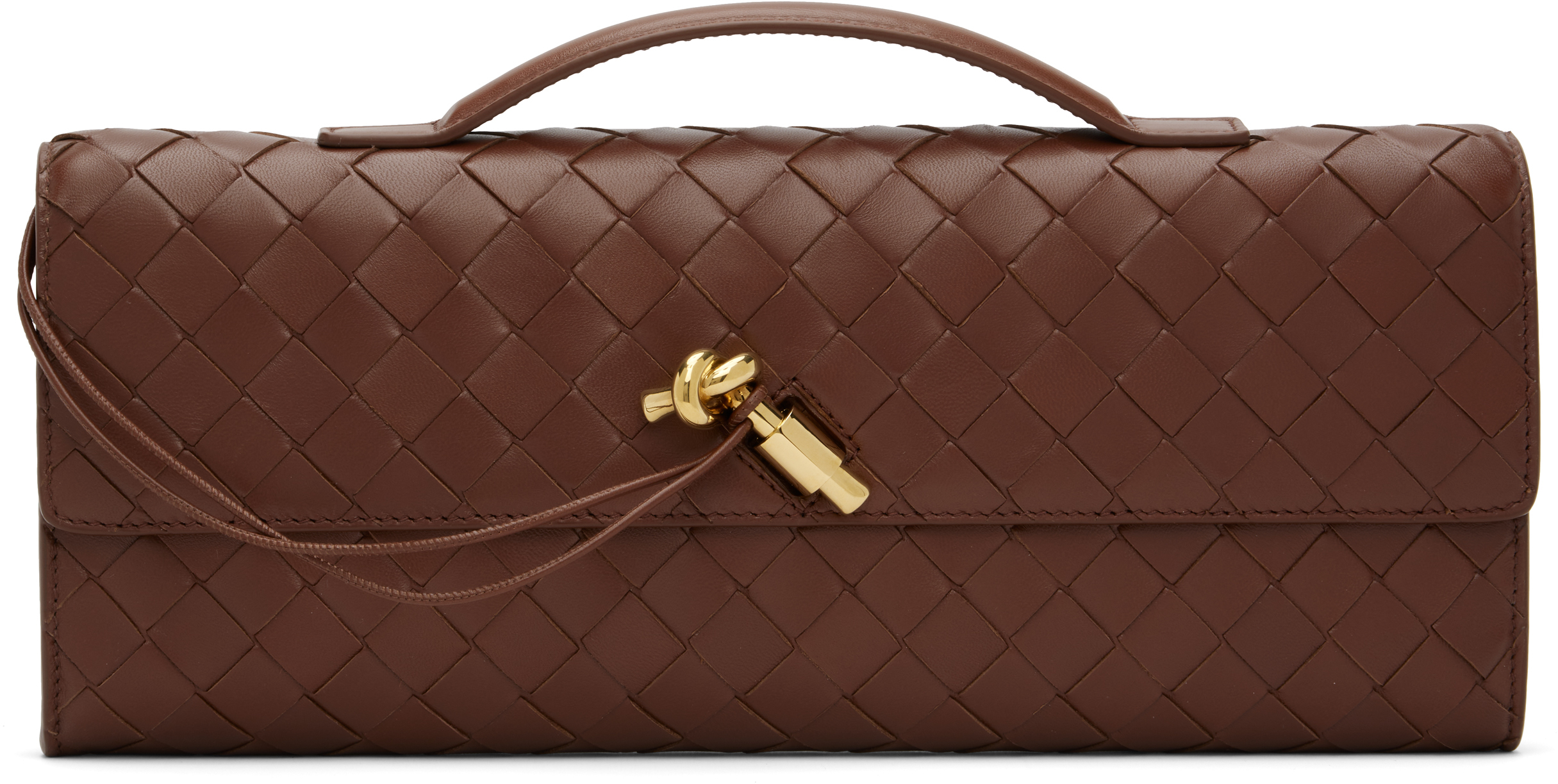 【関税込み】Bottega Veneta ブラウン Andiamo クラッチバッグ Bottega Veneta: ブラウン Andiamo クラッチバッグ | SSENSE 日本