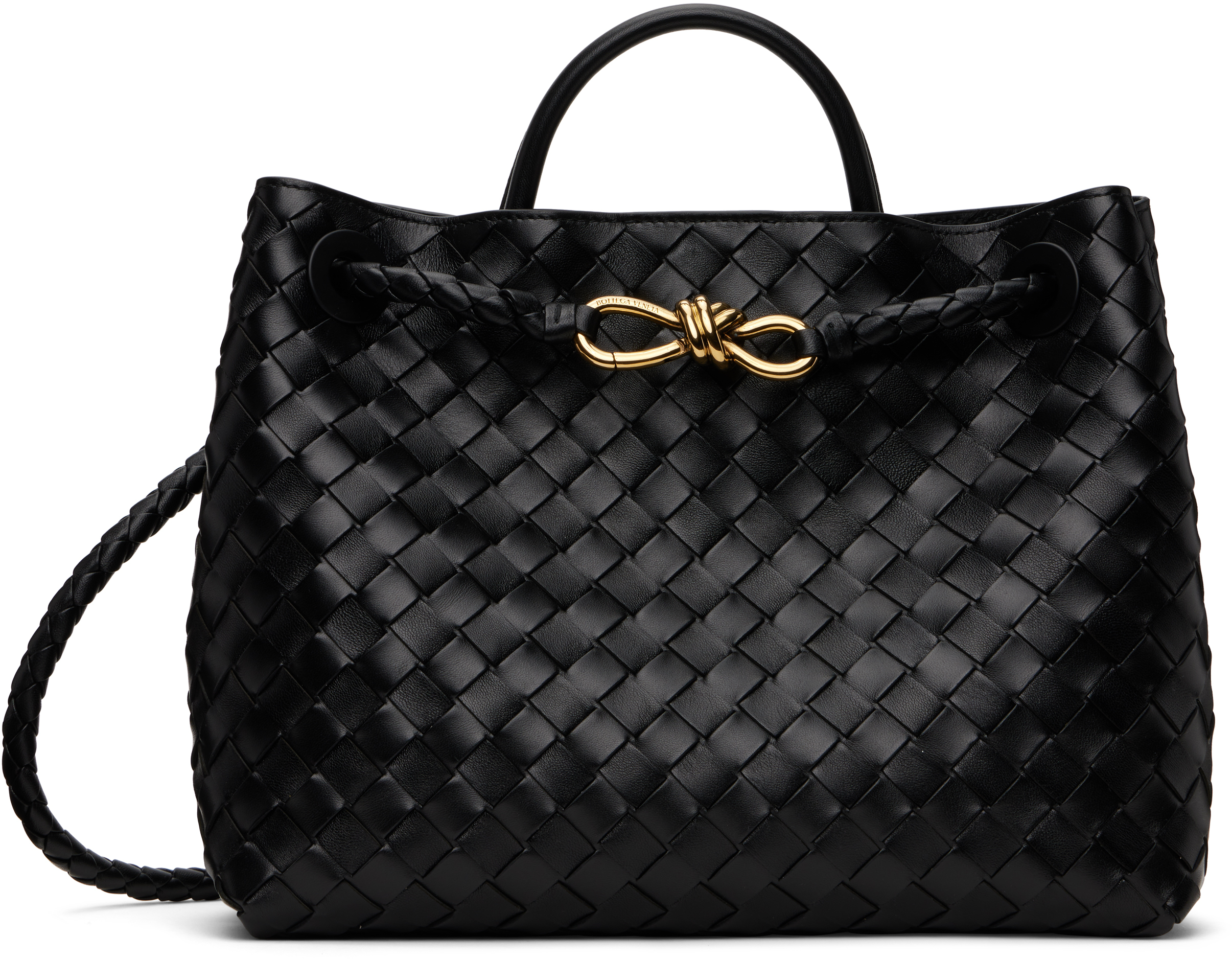 Bottega Veneta Black Andiamo Bag In 1139 Black-m Brass-b