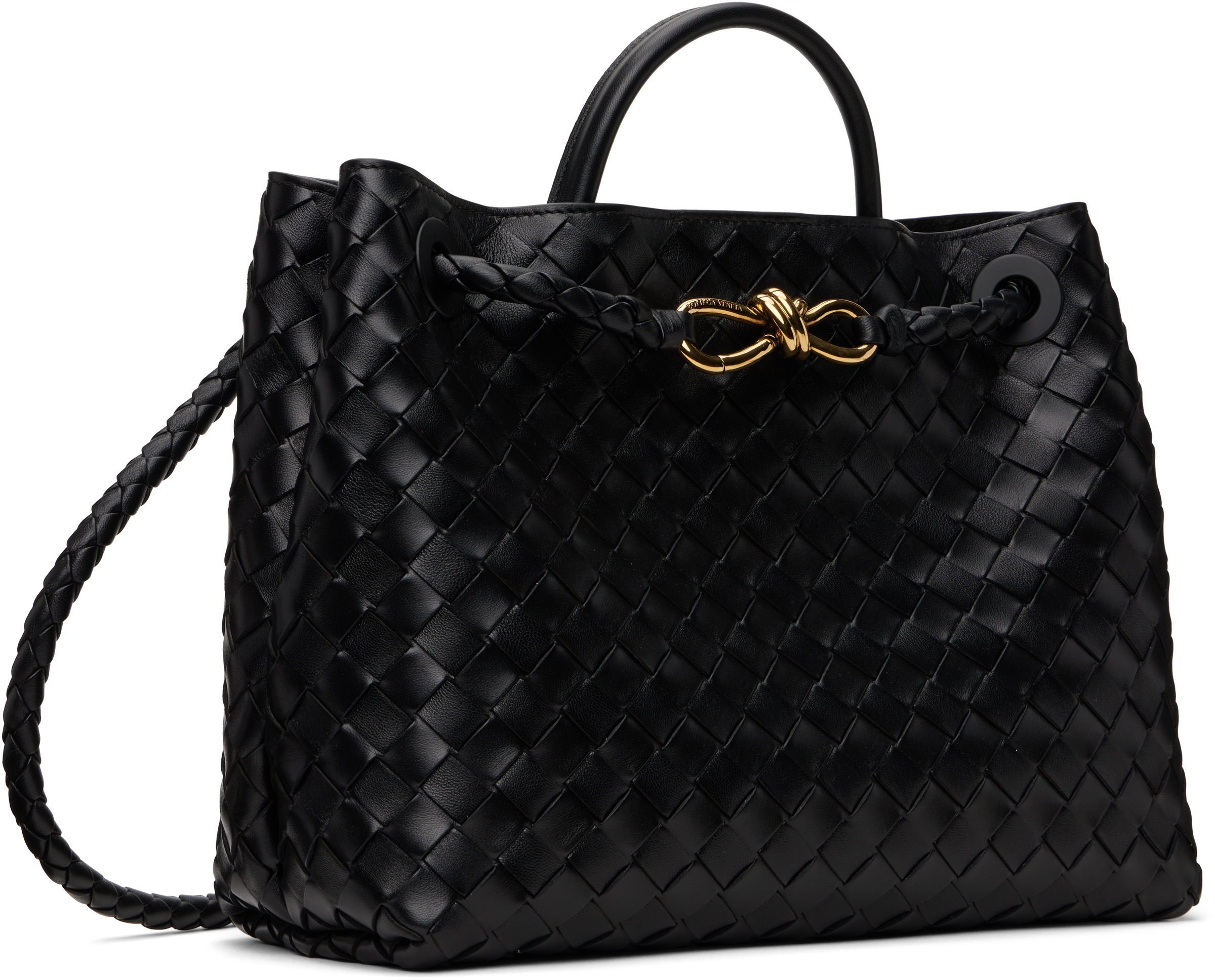Bottega Veneta Black Andiamo Bag In 1139 Black-m Brass-b
