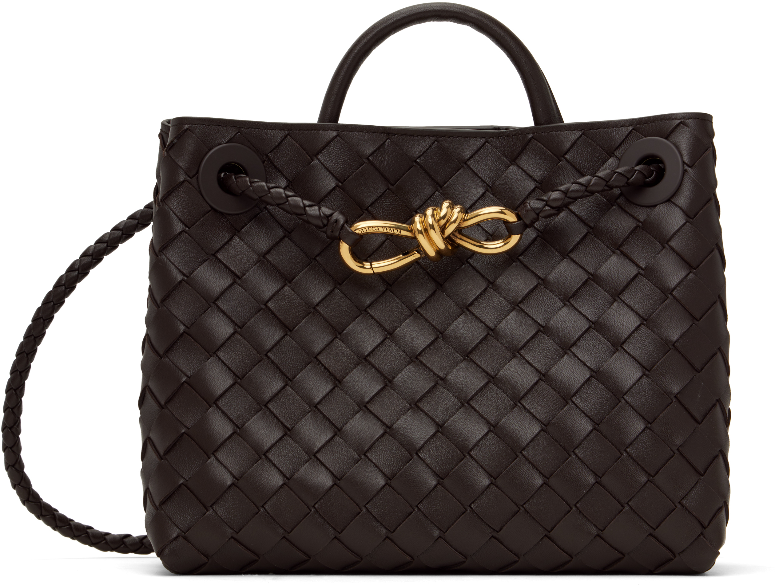 Shop Bottega Veneta Brown Small Andiamo Bag In 2272 Fondant-m Brass