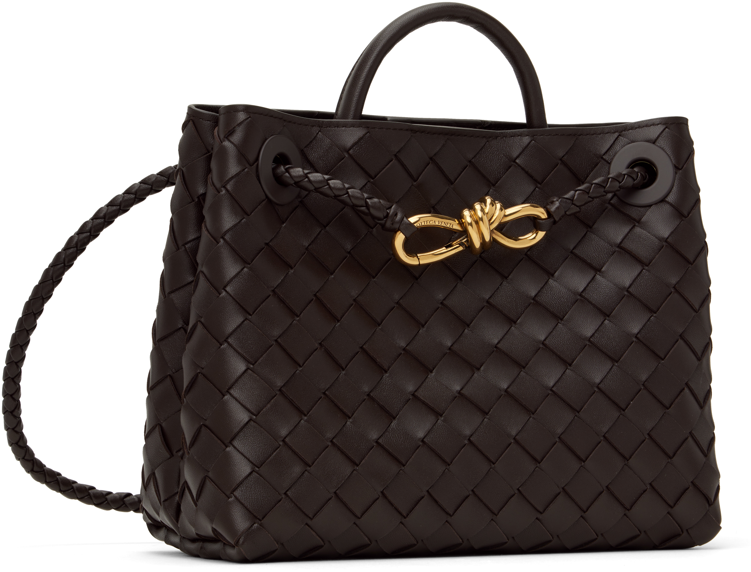 Shop Bottega Veneta Brown Small Andiamo Bag In 2272 Fondant-m Brass