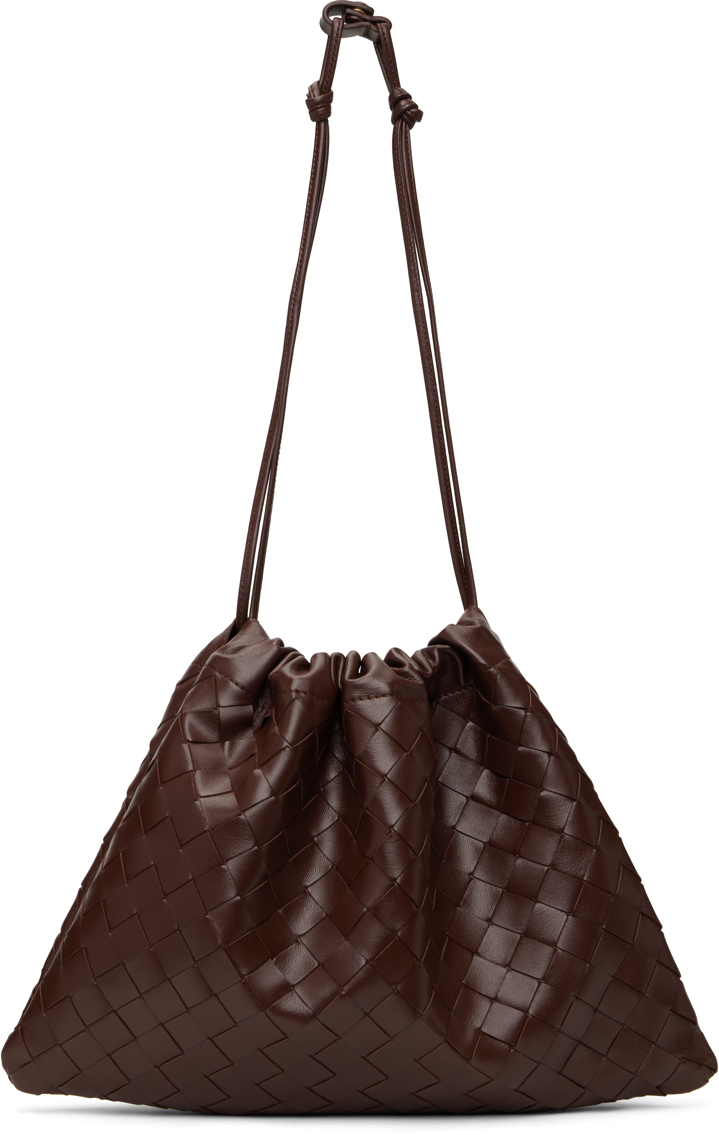 Bottega Veneta Intrecciato Drawstring Shoulder Bag In 2122 Madder Brown-go