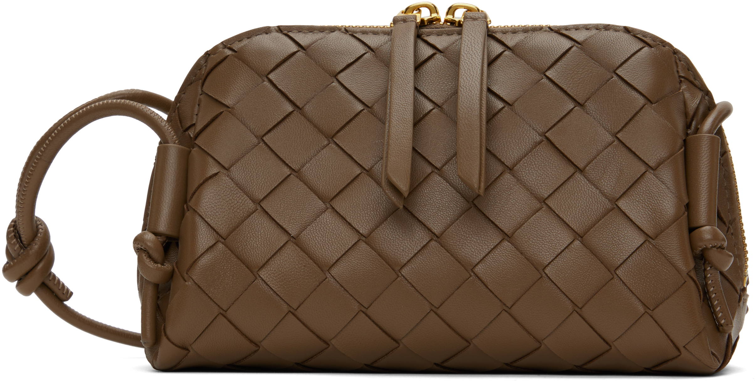 Bottega Veneta Brown Intrecciato Concert Bag In Black