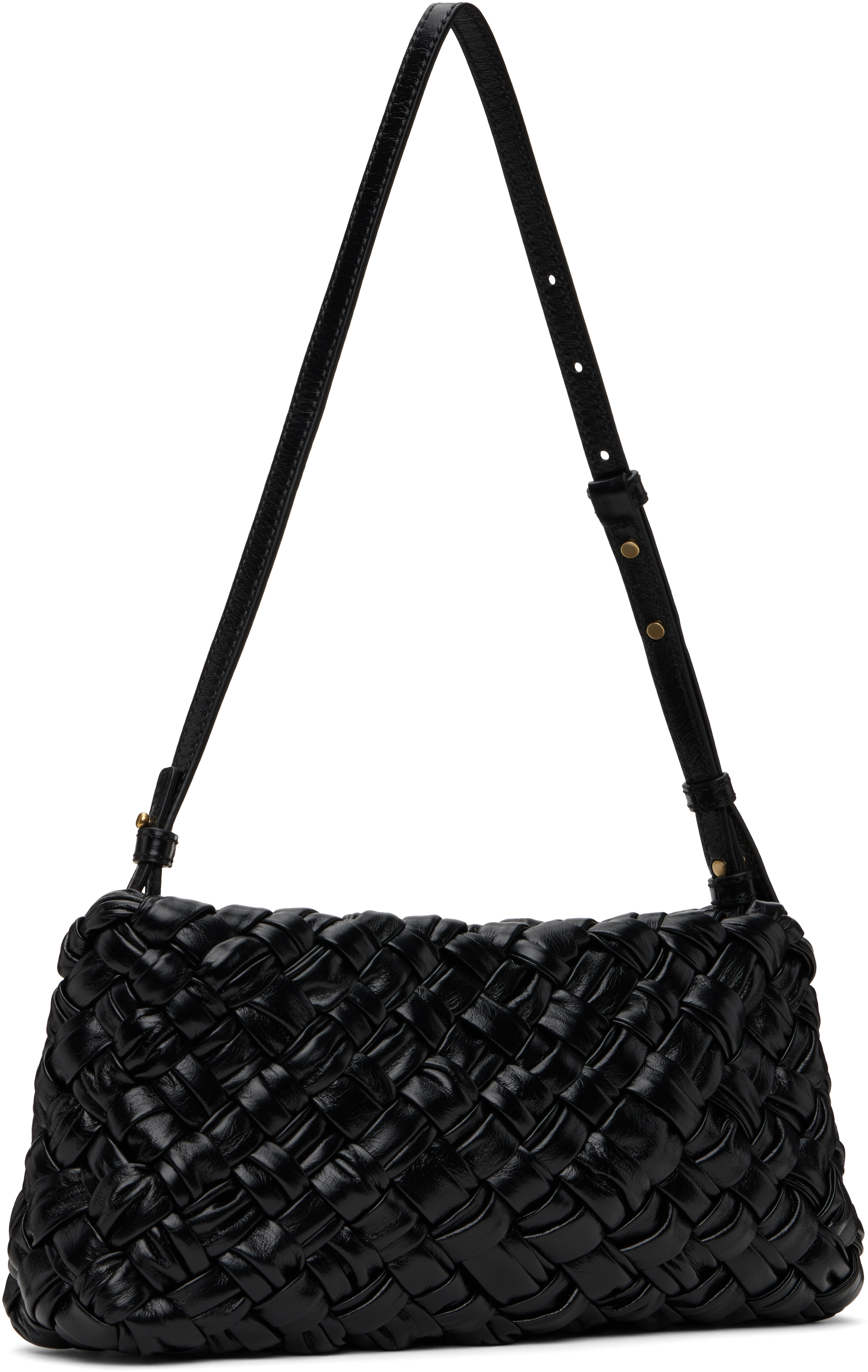 Bottega Veneta Kalimero Cha-cha Leather Shoulder Bag In 1019 Black-m Brass