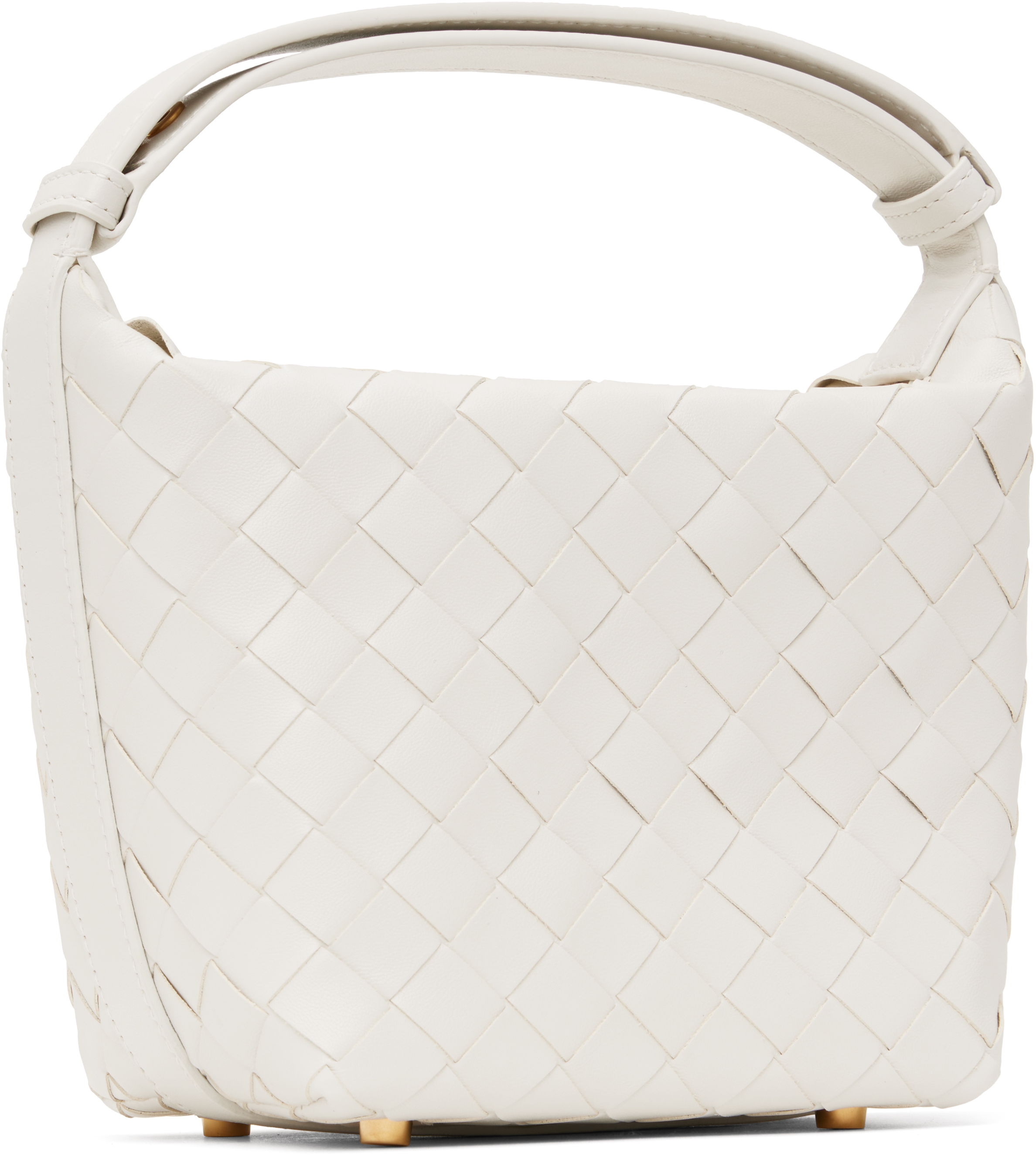 Bottega Veneta White-gold Wallace Leather Top-handle Bag In 9009 White-gold