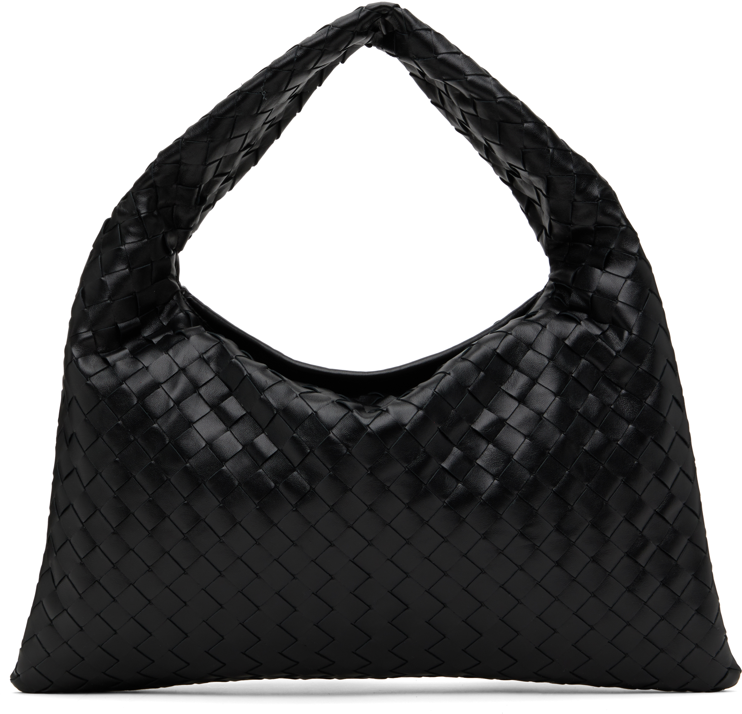 Bottega Veneta Small Hop Leather Shoulder Bag In 1019 Black-m Brass