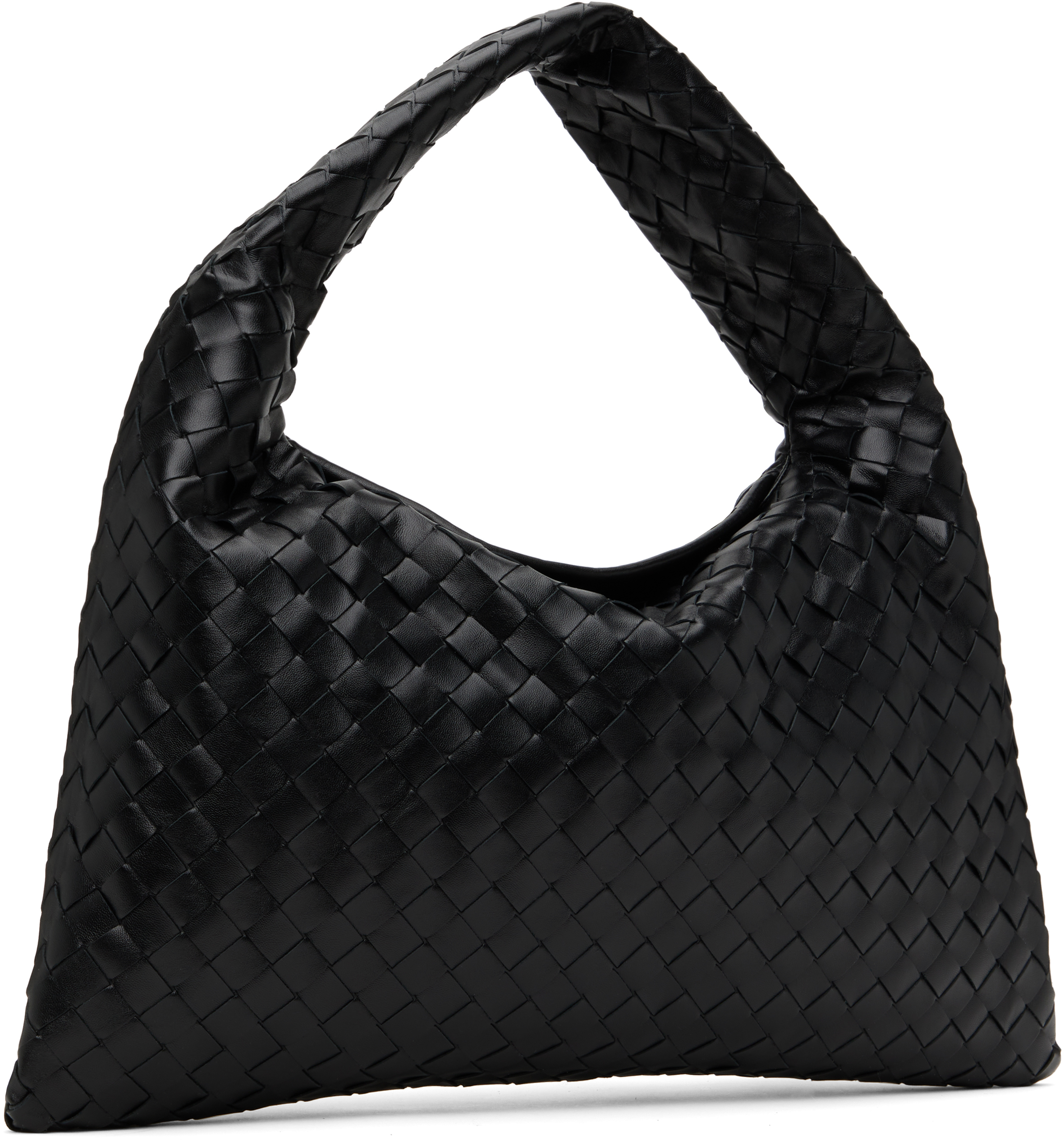 Bottega Veneta Small Hop Leather Shoulder Bag In 1019 Black-m Brass