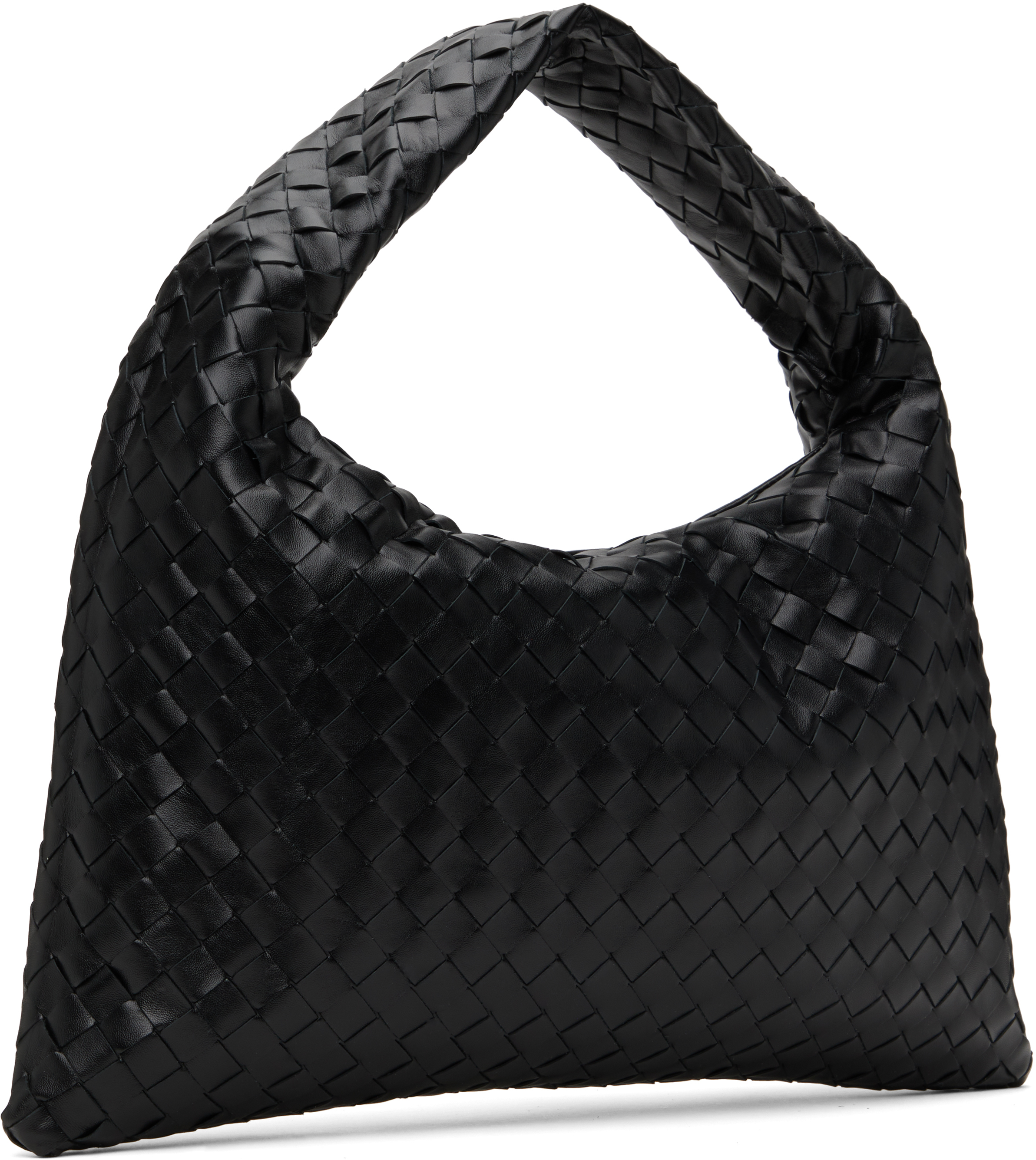 Bottega Veneta Small Hop Leather Shoulder Bag In 1019 Black-m Brass