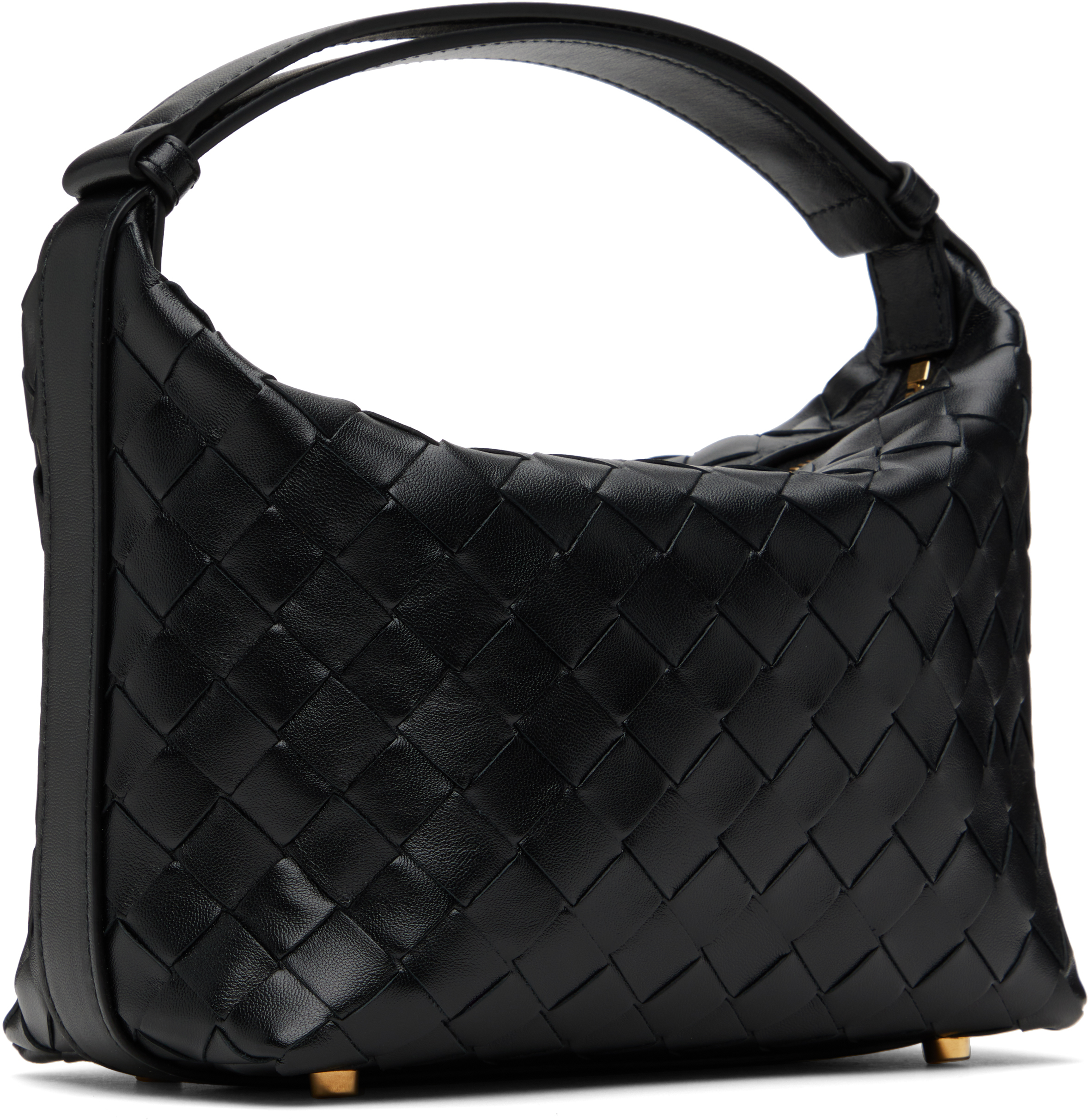 Bottega Veneta Black Mini Wallace Bag In 8425 Black-gold