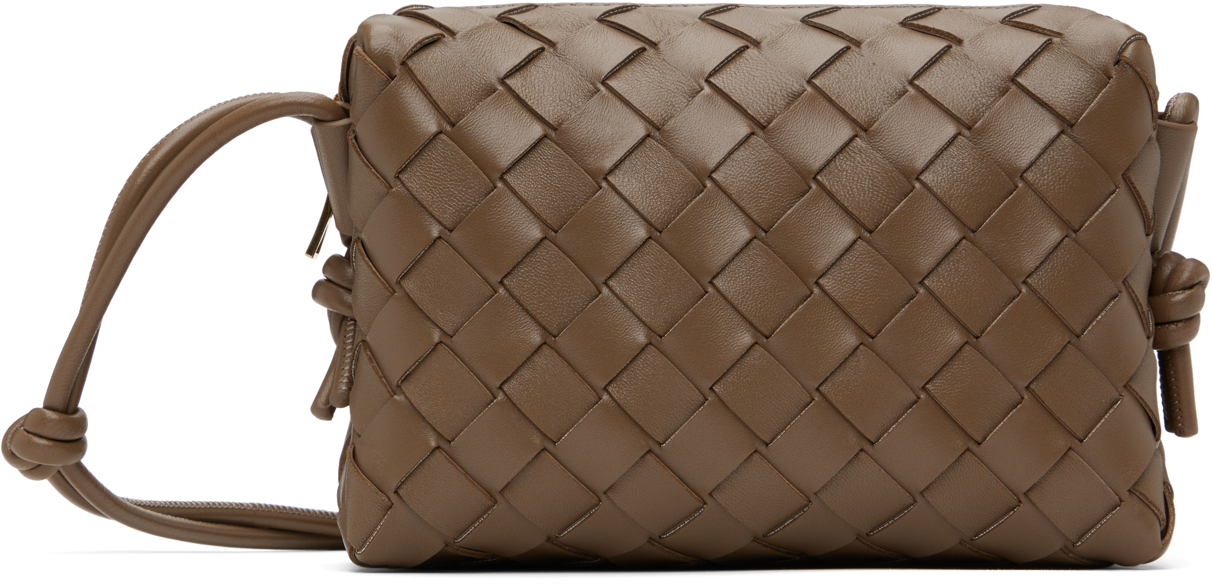 Bottega Veneta Taupe Mini Loop Camera Bag In 2355 Pinecone-gold