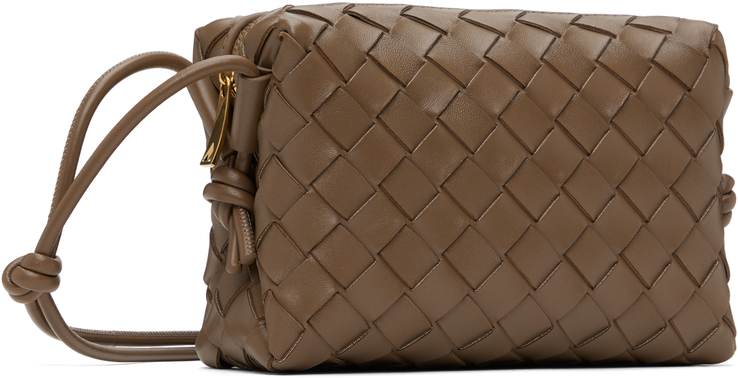 Bottega Veneta Taupe Mini Loop Camera Bag In 2355 Pinecone-gold