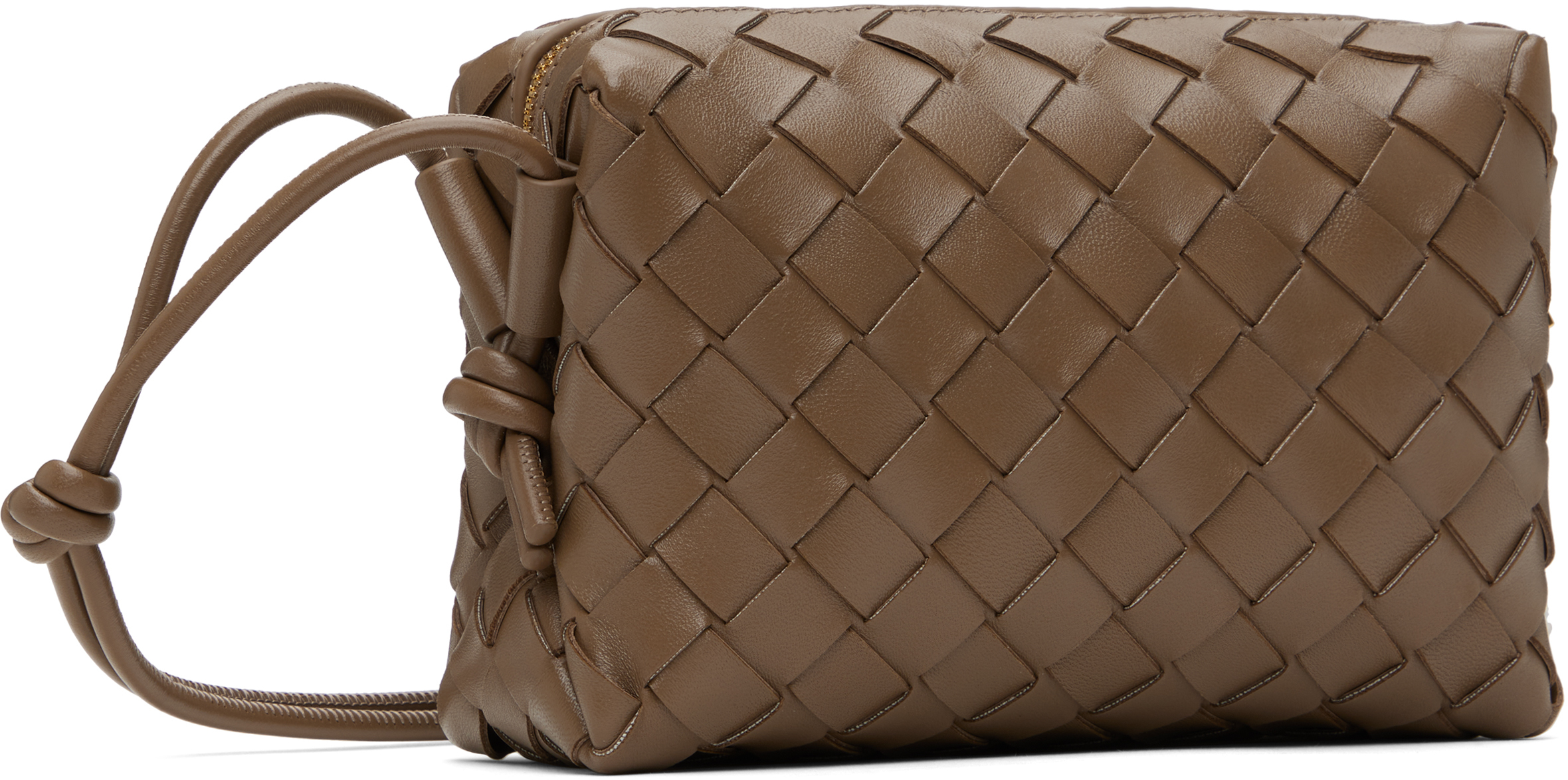 Bottega Veneta Taupe Mini Loop Camera Bag In 2355 Pinecone-gold
