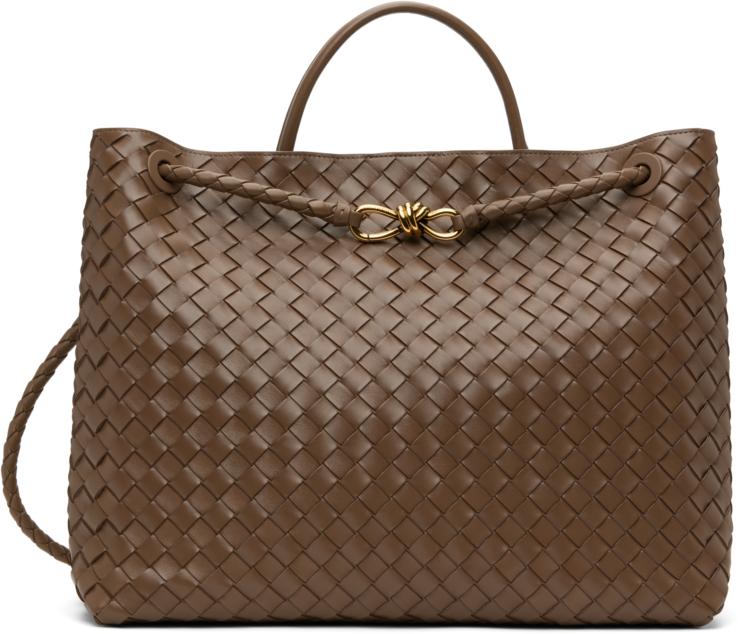 Bottega Veneta Taupe Large Andiamo Bag In 2383 Pinecone-m B-pi