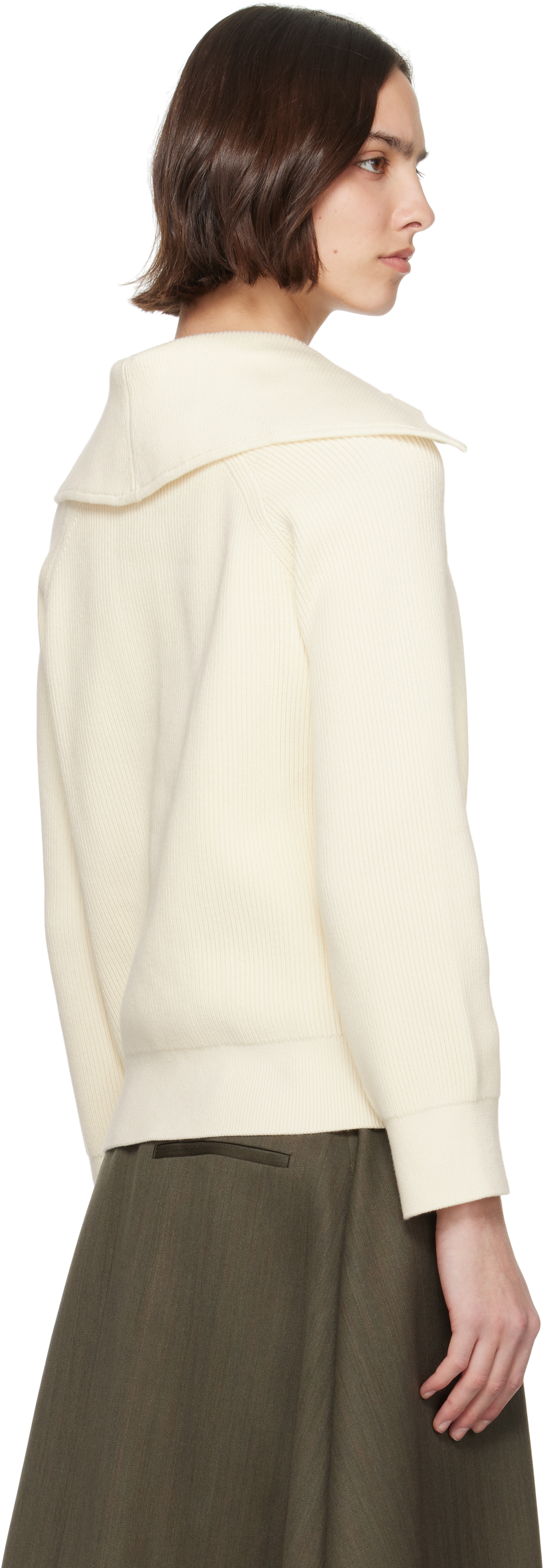 Bottega Veneta Women Cream Stretch Cotton Blend Cardigan In Neutral
