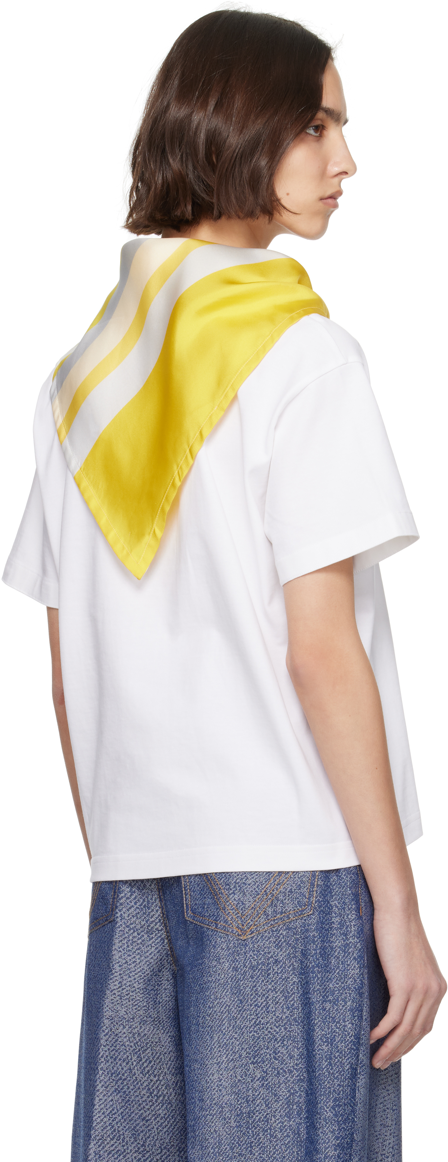Bottega Veneta Women White T-shirt With Silk Scarf
