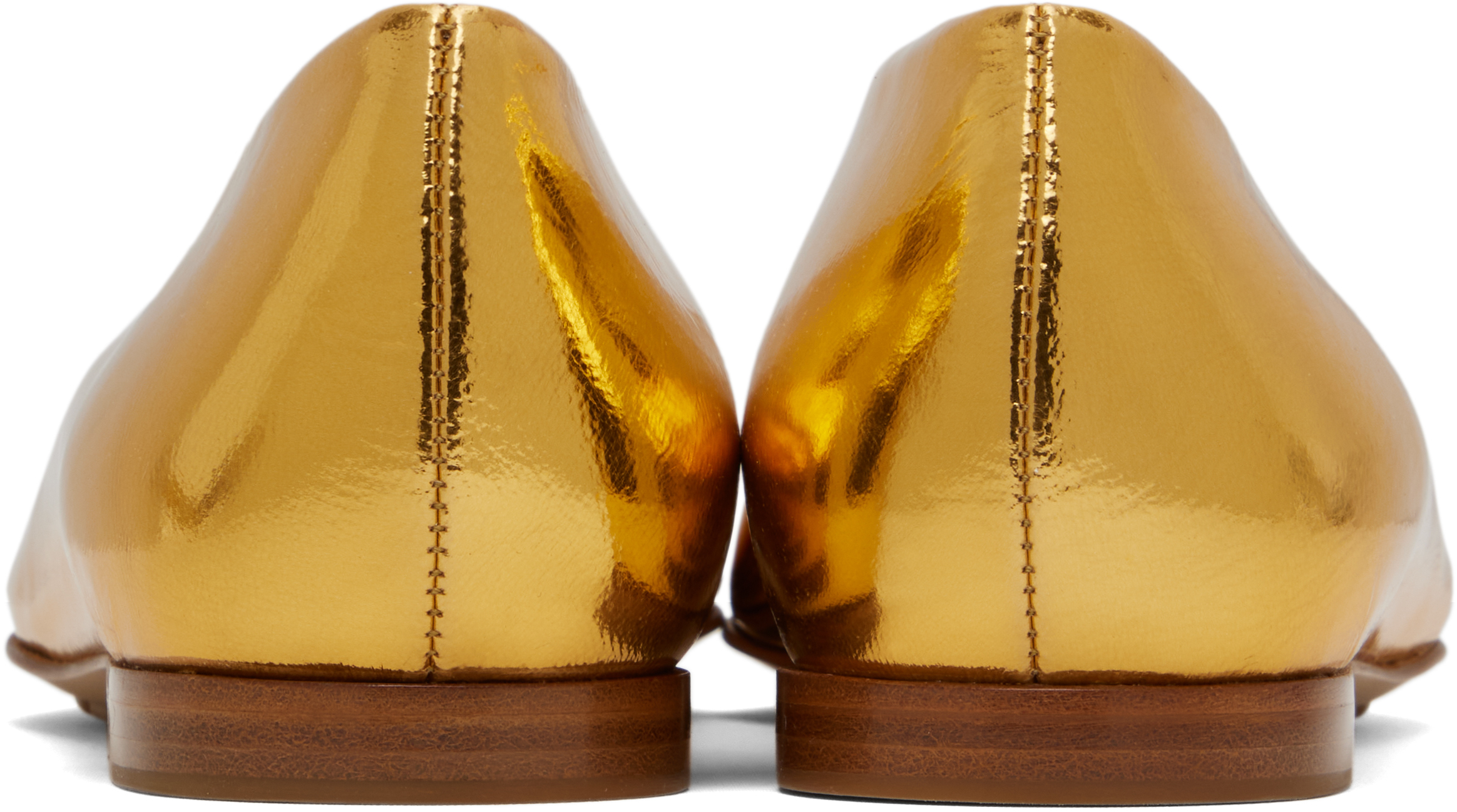 Bottega Veneta Reflective Goatskin Sofia Ballet Flats In 8265 Gold