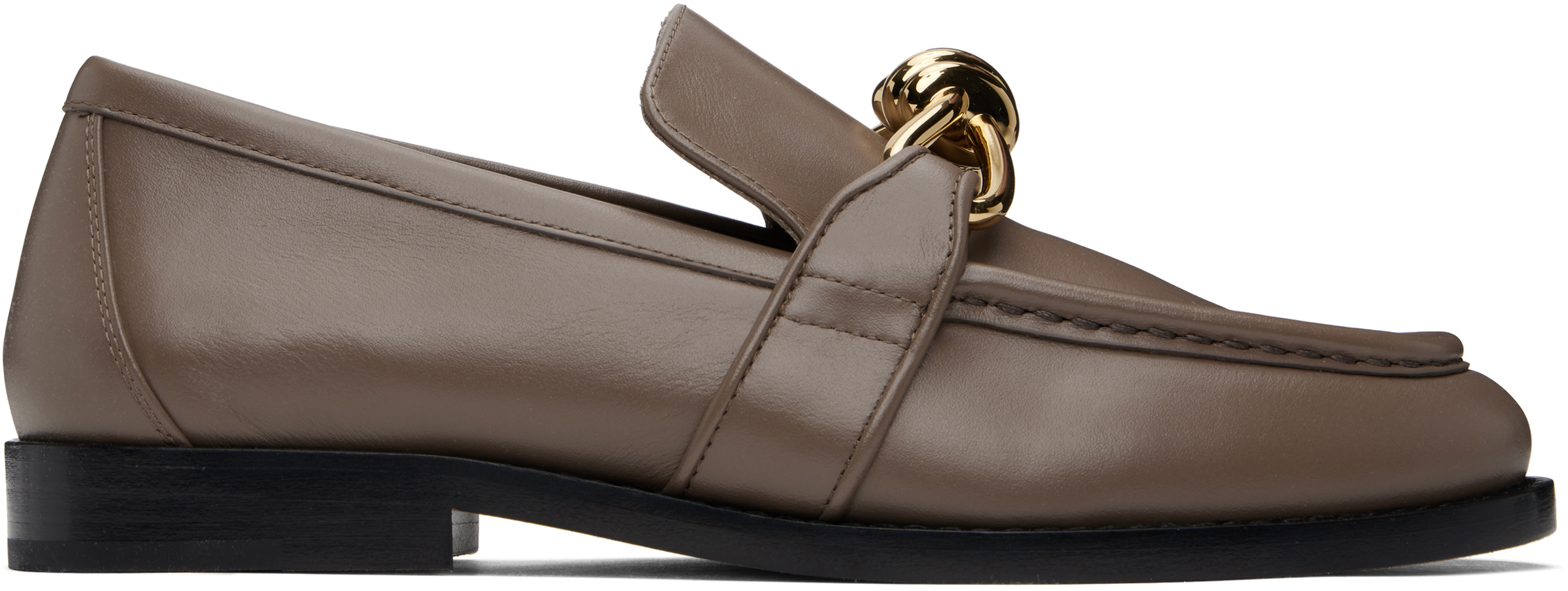 Bottega Veneta Brown Leather Astaire Loafers In 2354 Pinecone