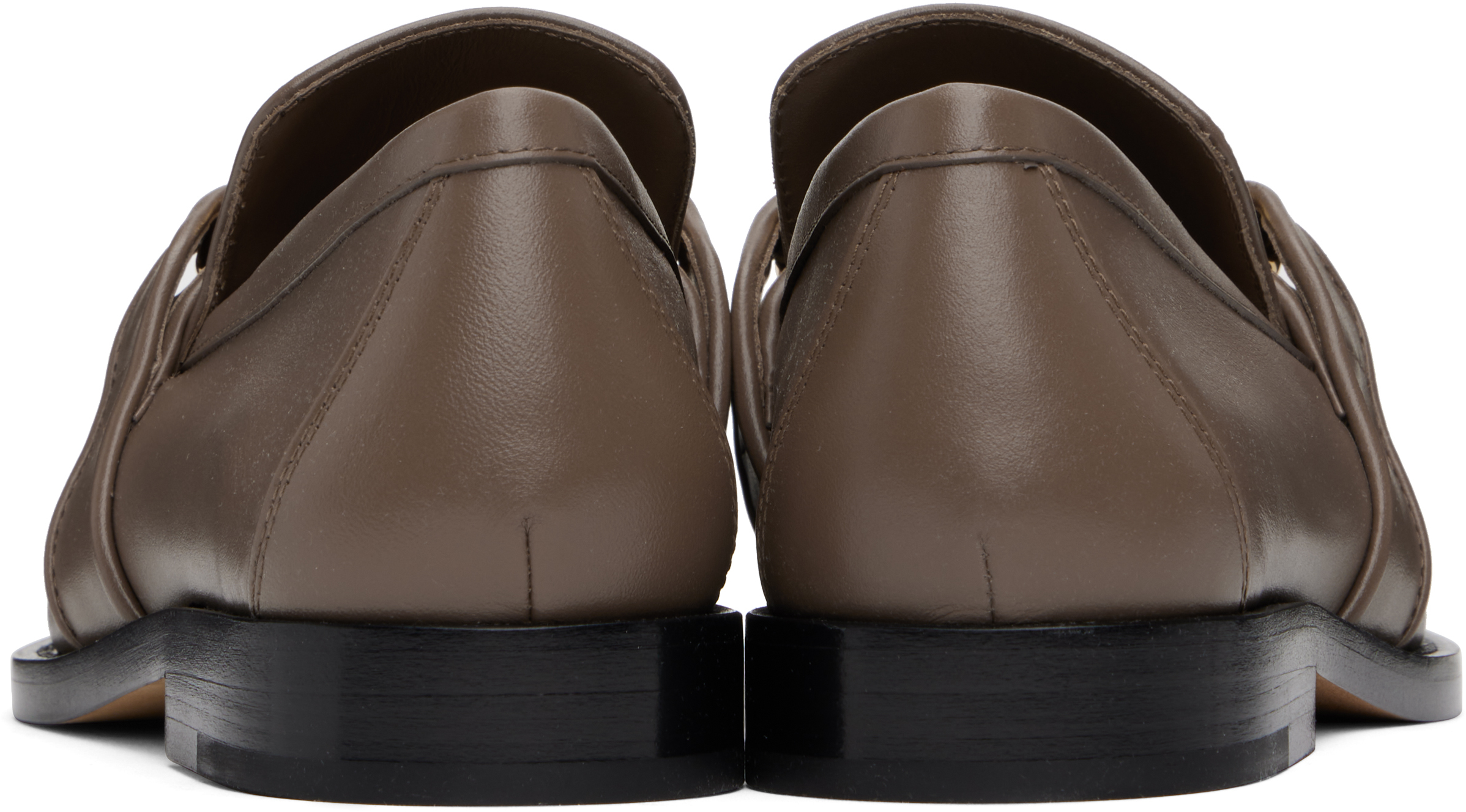 Bottega Veneta Brown Leather Astaire Loafers In 2354 Pinecone