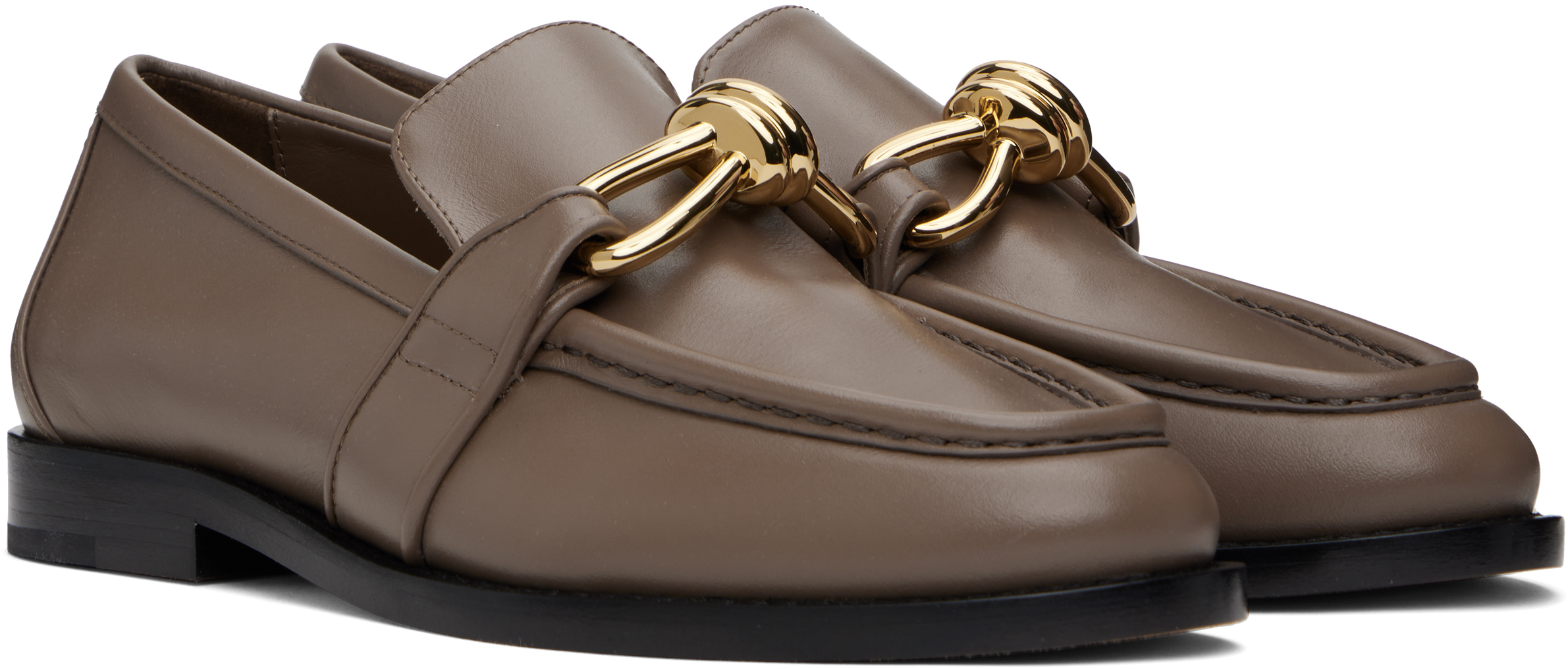 Bottega Veneta Brown Leather Astaire Loafers In 2354 Pinecone
