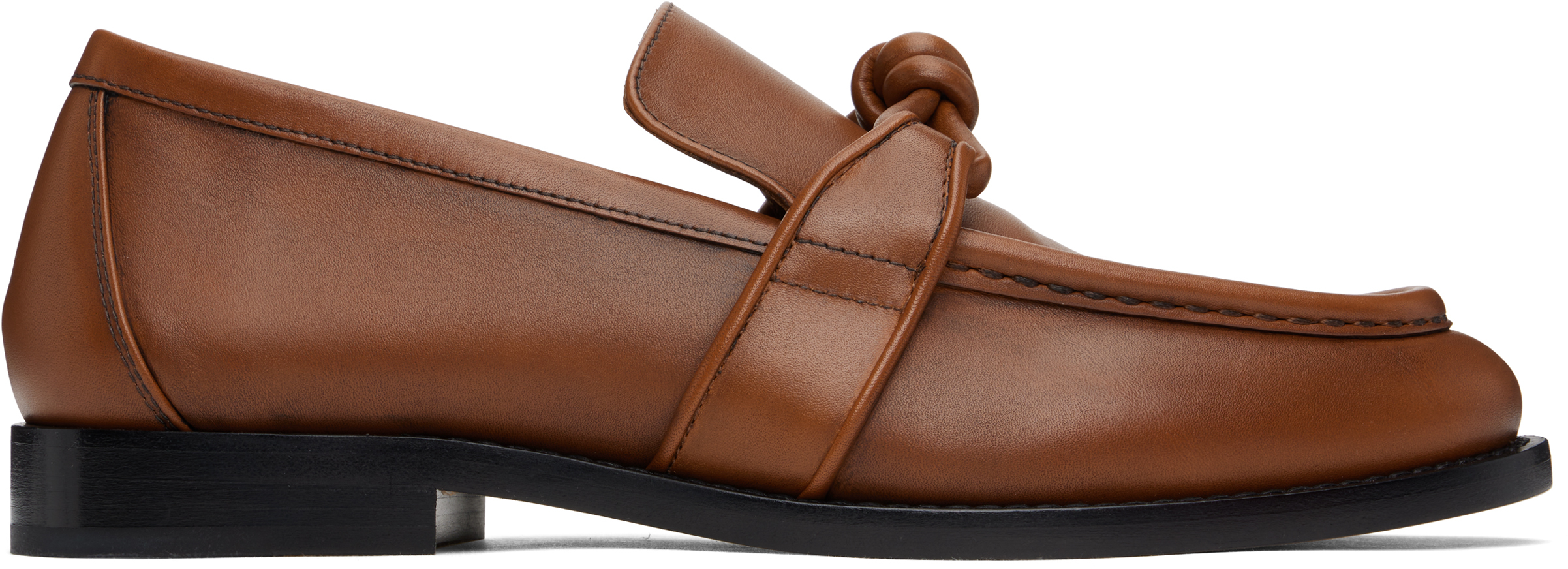 Bottega Veneta Leather Astaire Loafers Knot Detail In Brown