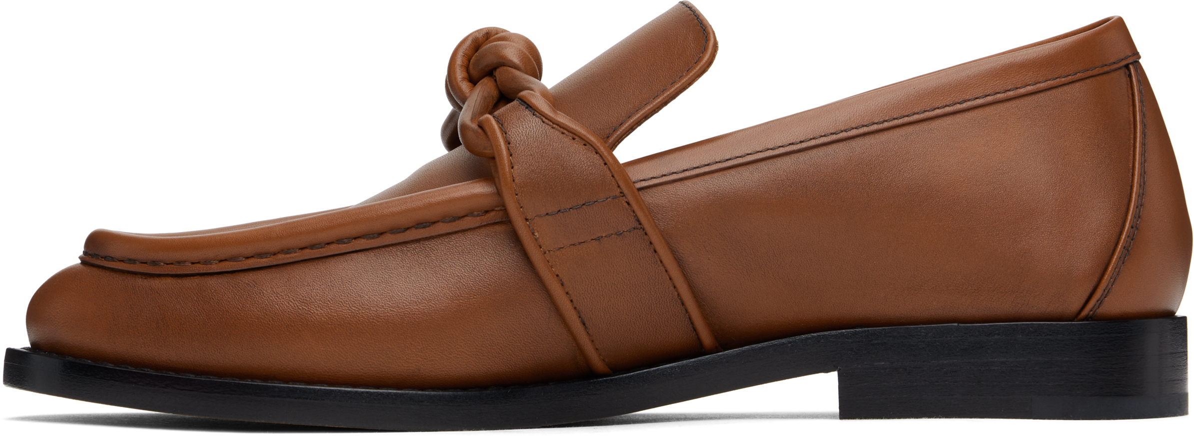 Bottega Veneta Leather Astaire Loafers Knot Detail In Brown