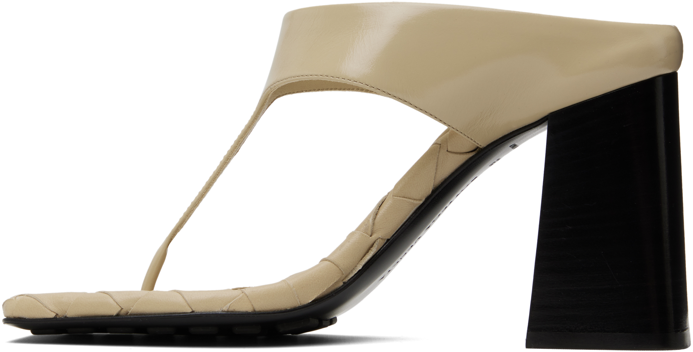 Bottega Veneta Beige Marella Thong Heeled Sandals In 9306 Light Buttersco