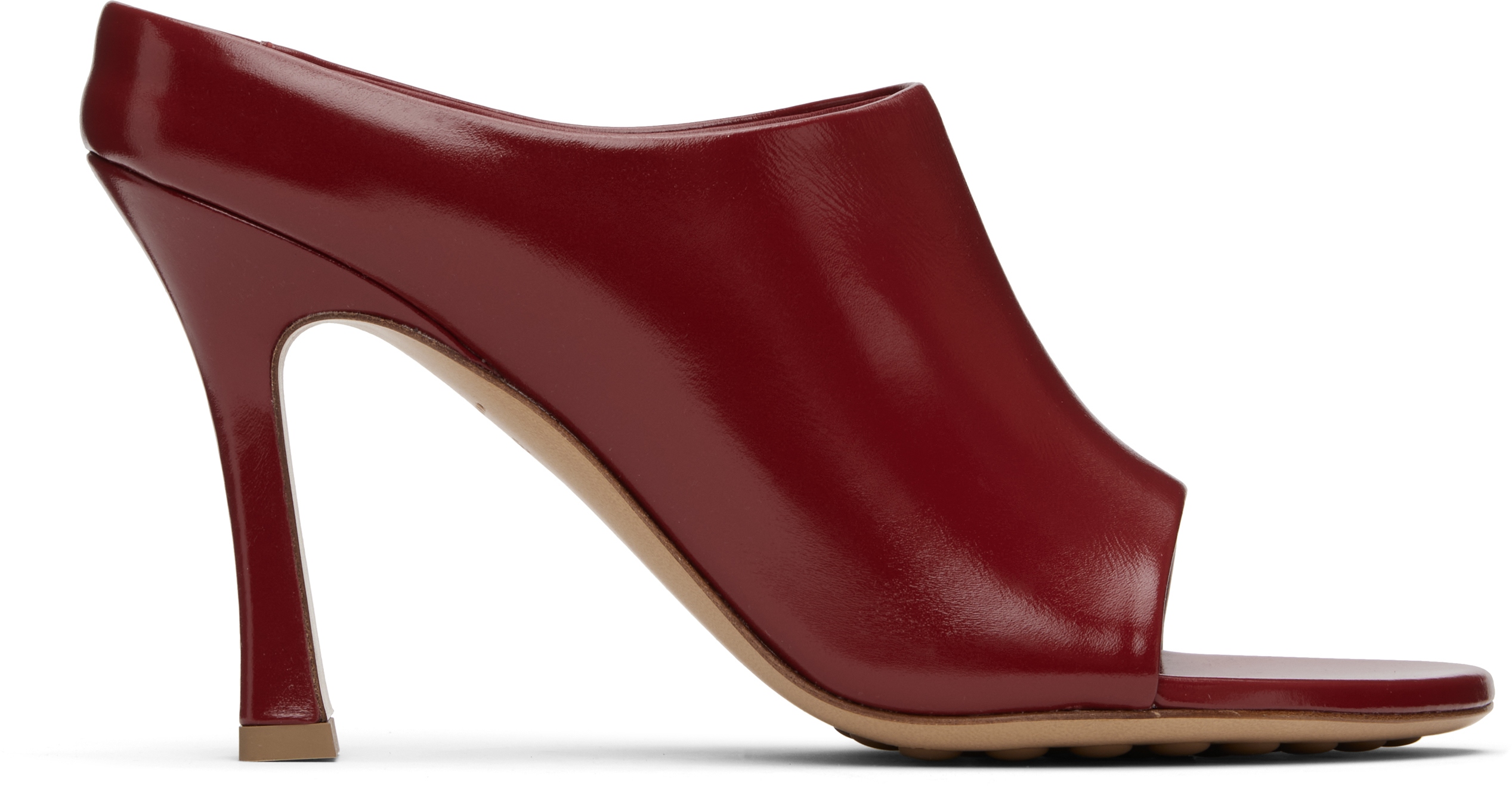 Bottega Veneta Red Rana Mule Heeled Sandals